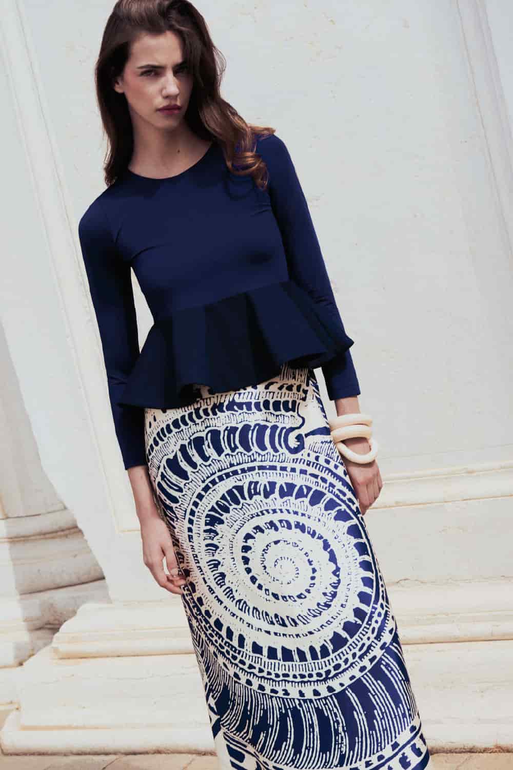 Falda arabela ivory navy - miniatura 2