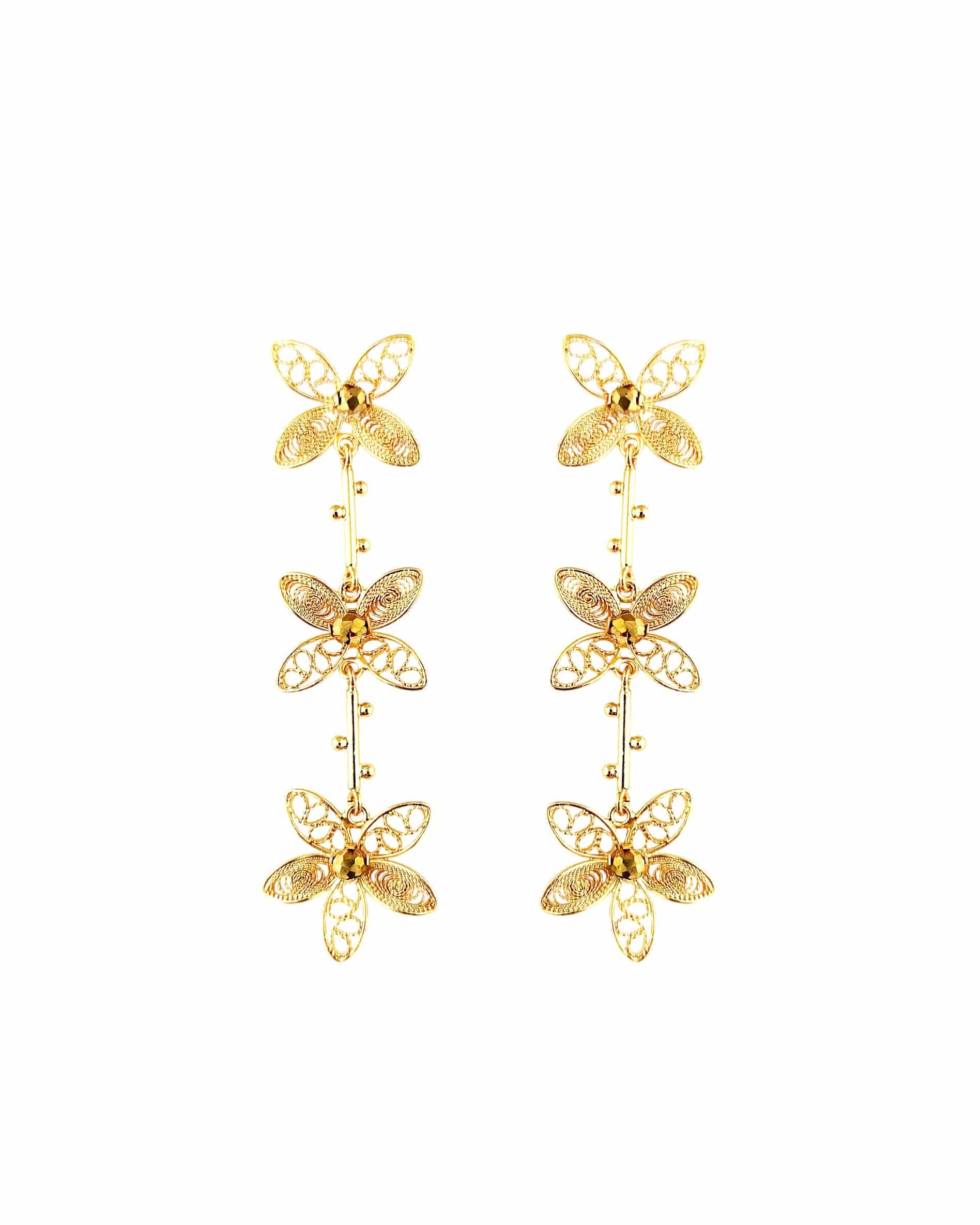 Aretes filigrana tres flores Berenice - miniatura 1