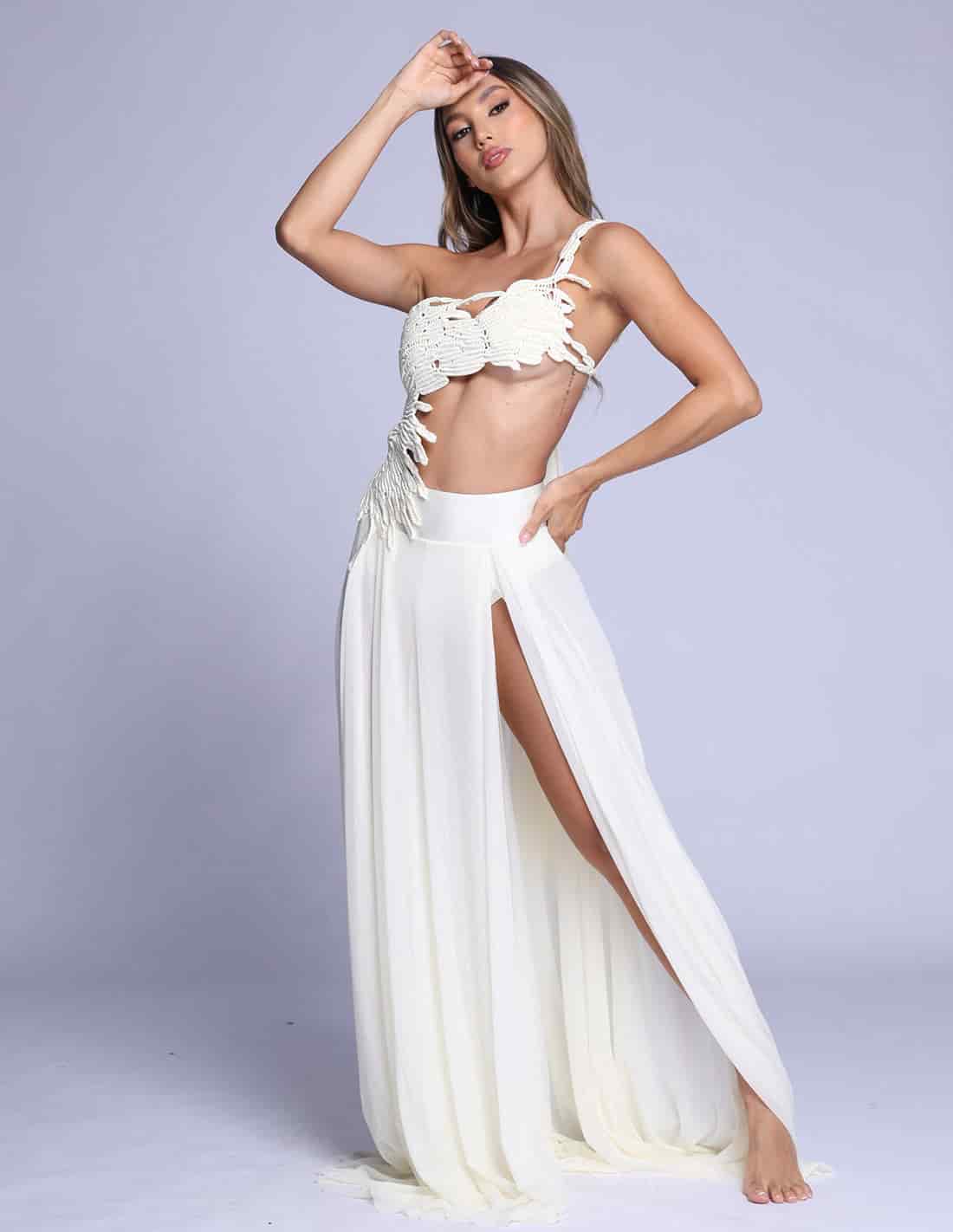 Vestido Cisne Marfil - miniatura 1