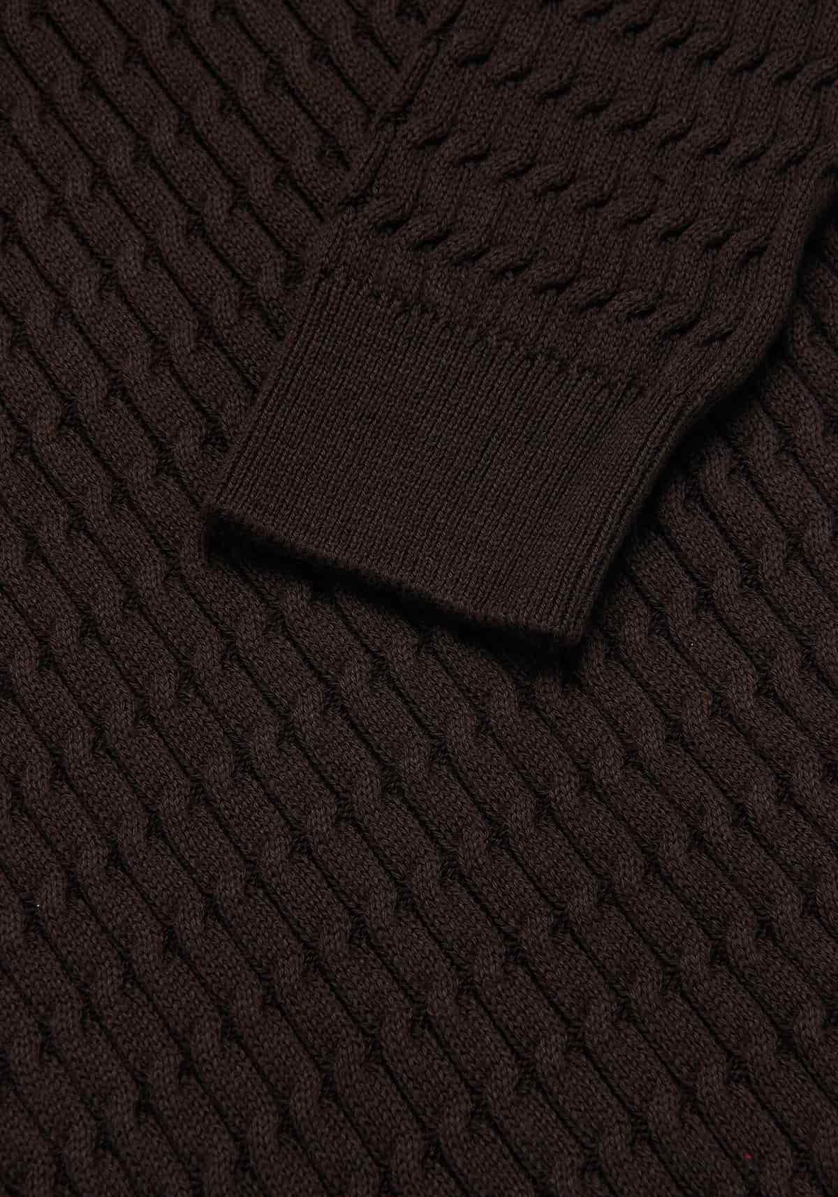 Saco Trenzado Half Zip Algodón Chocolate - miniatura 3