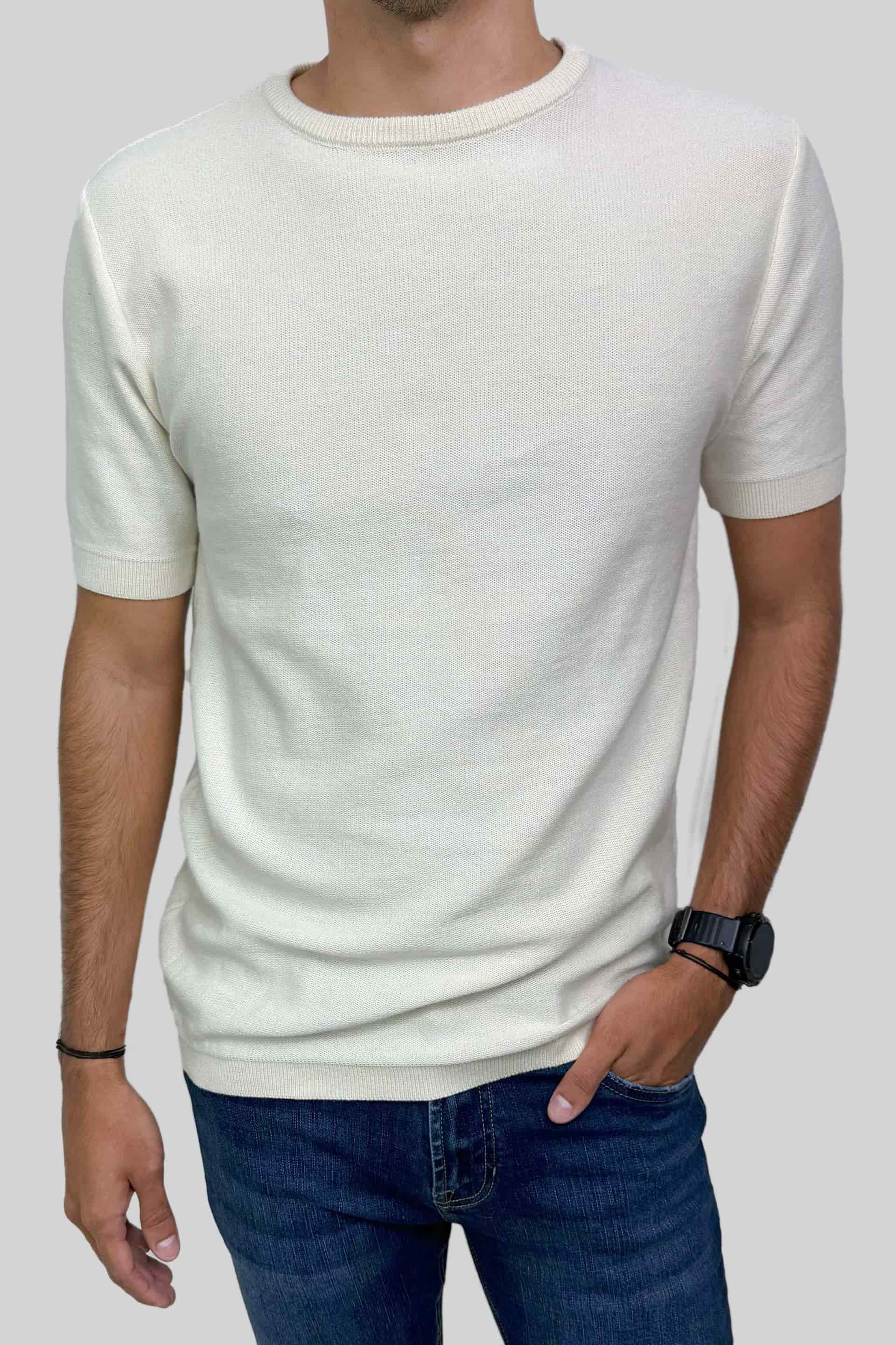 CREW NECK TEJIDA OFF WHITE - miniatura 1