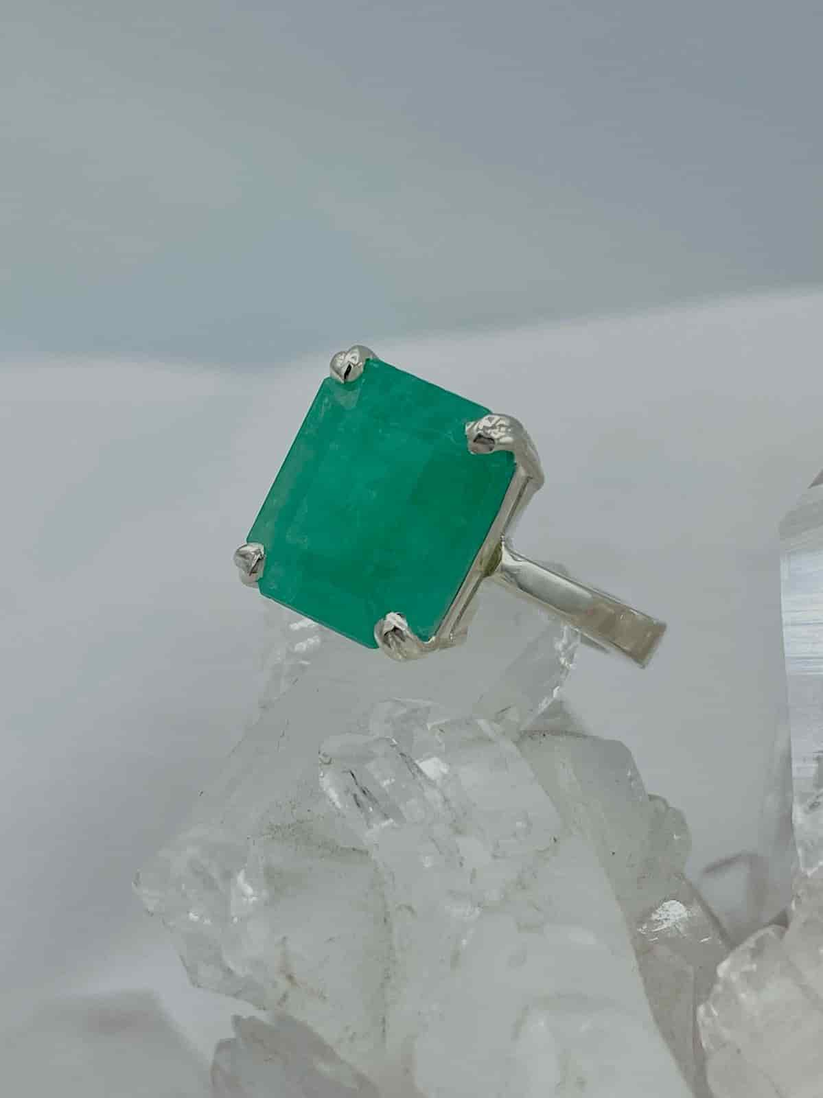 Anillo Esmeralda Cuadrado en Plata 925 - miniatura 1