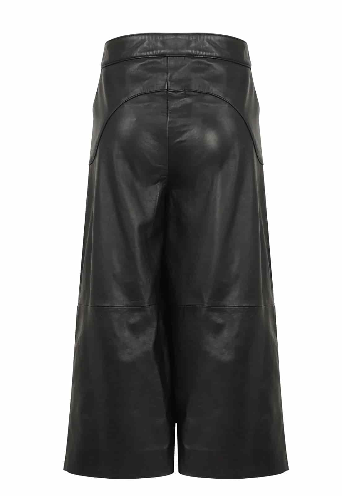 SHORT LEATHER WIDE LEG TROUSERS - miniatura 4