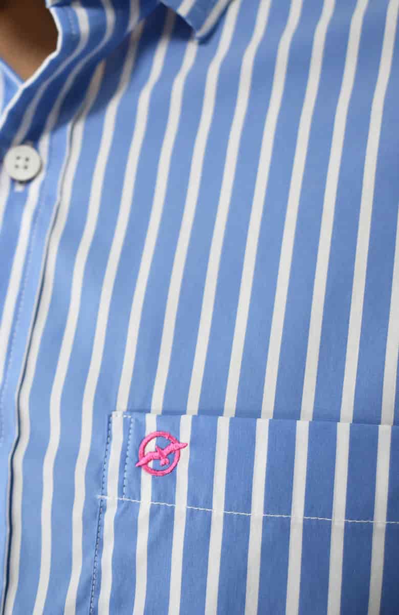 Camisa manga larga a Rayas Azul Para Hombre - miniatura 2