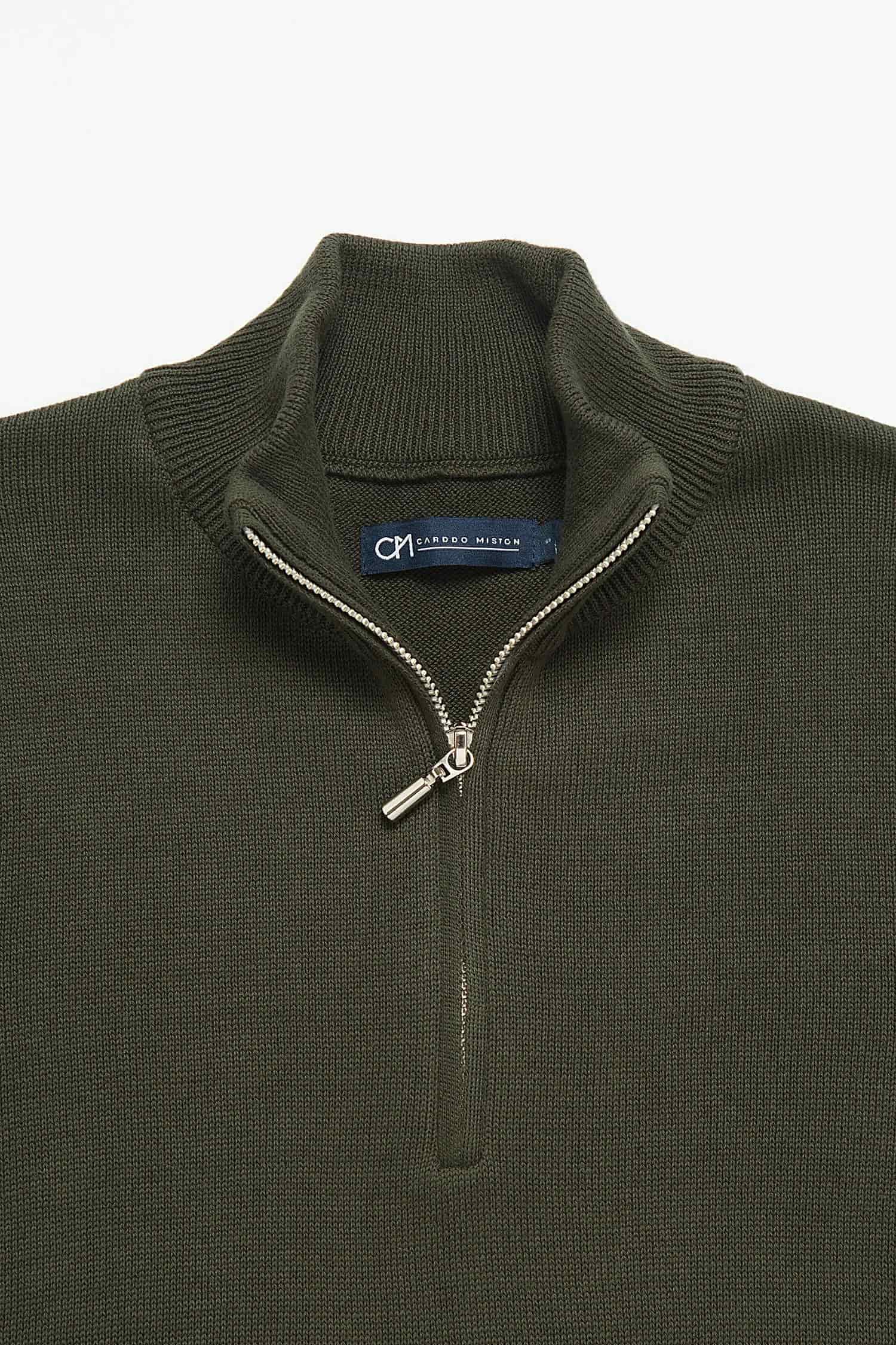 Saco Half Zip Algodón Verde Militar - miniatura 2