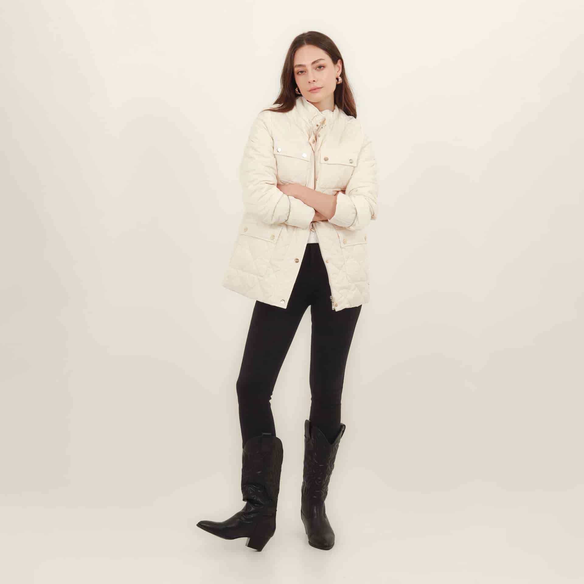 Chaqueta larga acolchada con ajuste en cintura - miniatura 1
