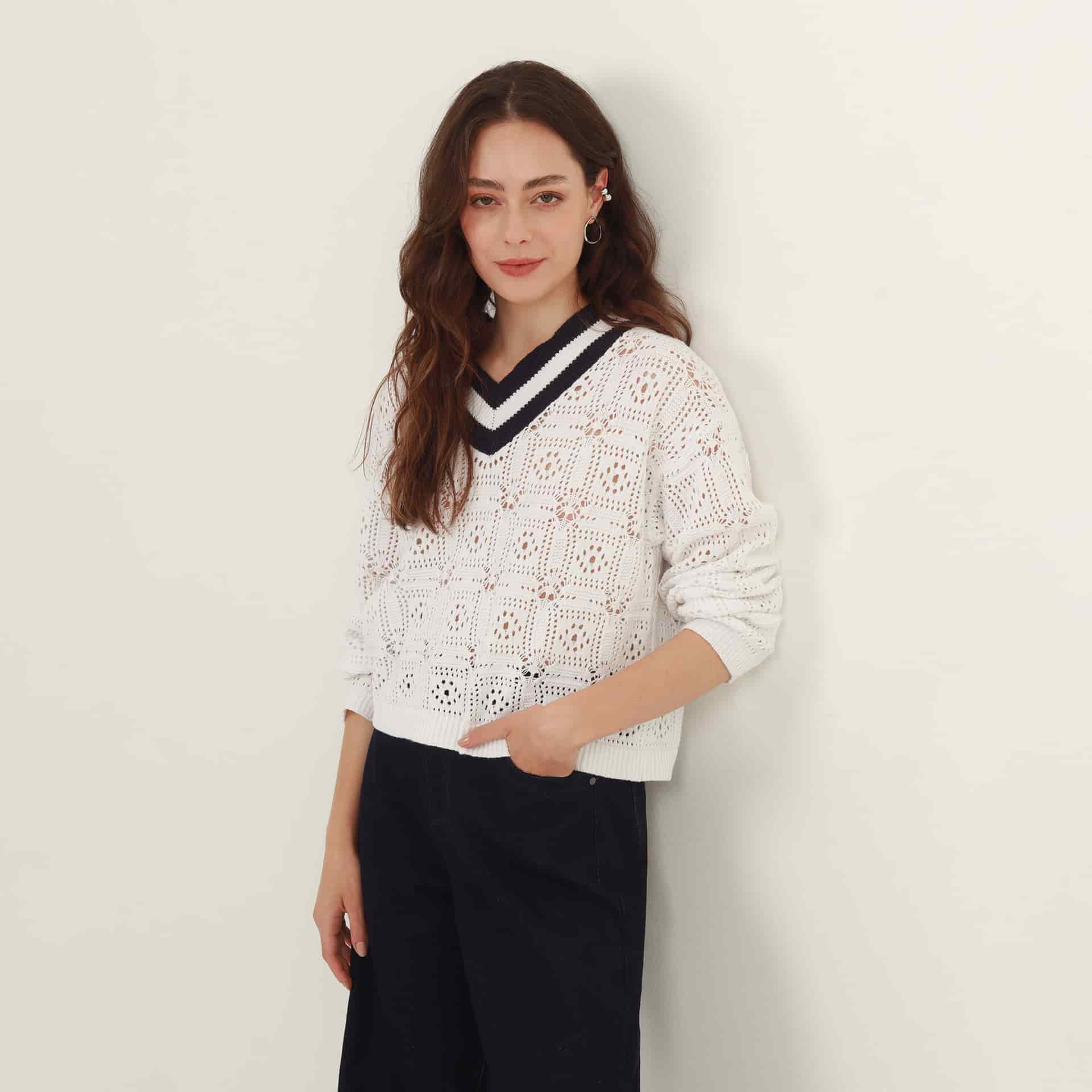 Sweater Cuello V Manga Larga - miniatura 12