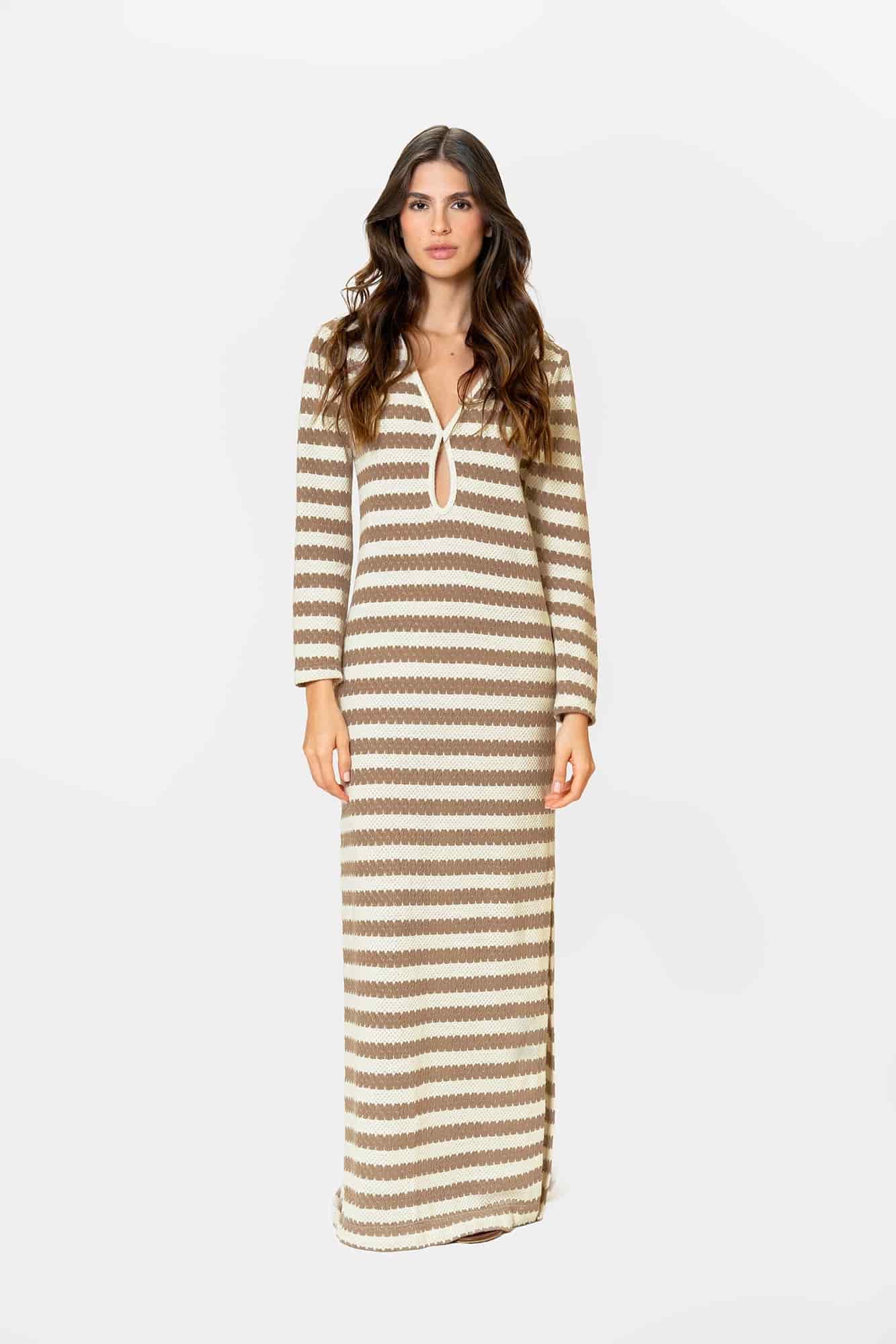 Vestido Brocatto Beige - miniatura 1