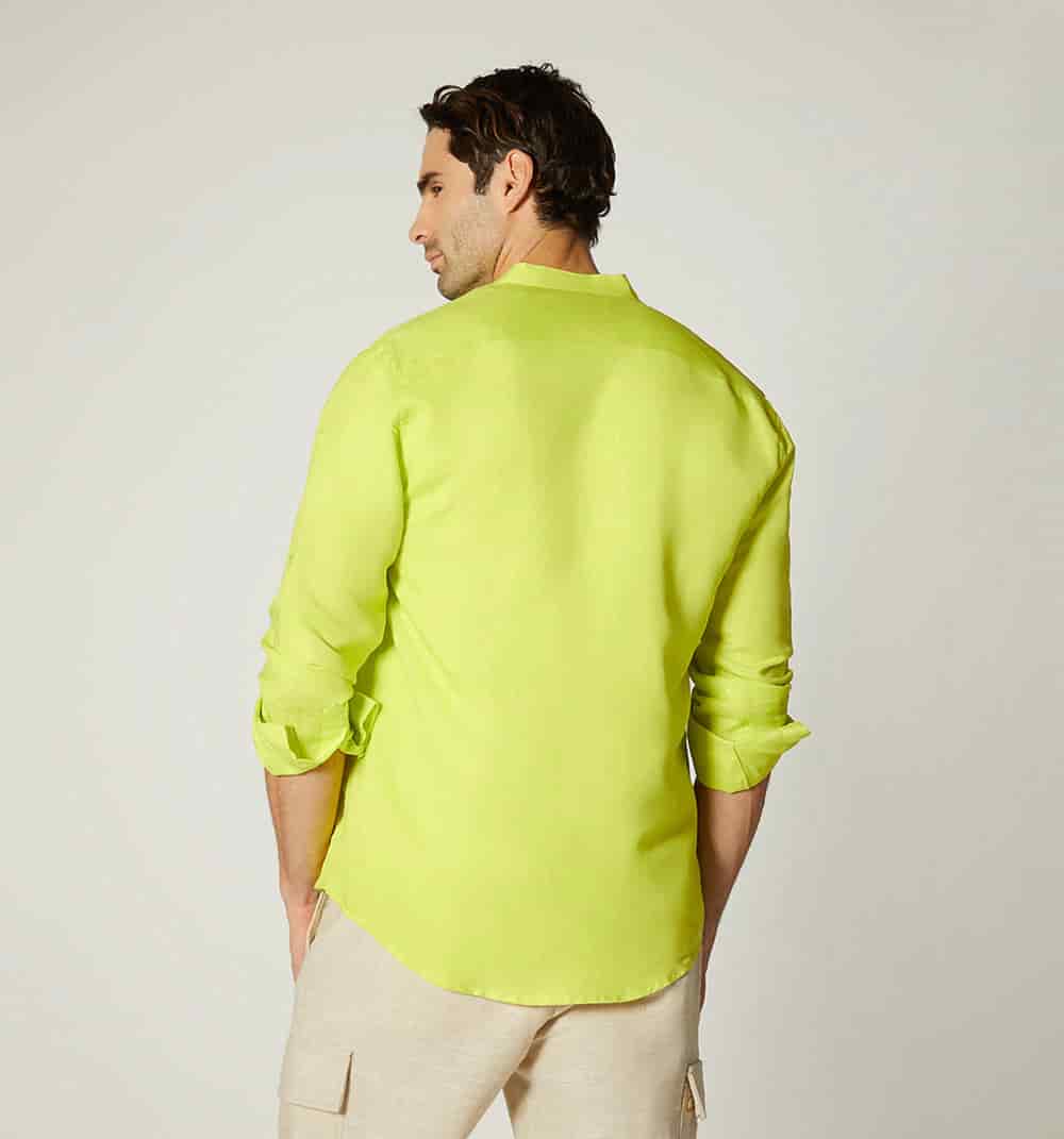 Camisa para hombre en lino cuello nerú m - miniatura 7