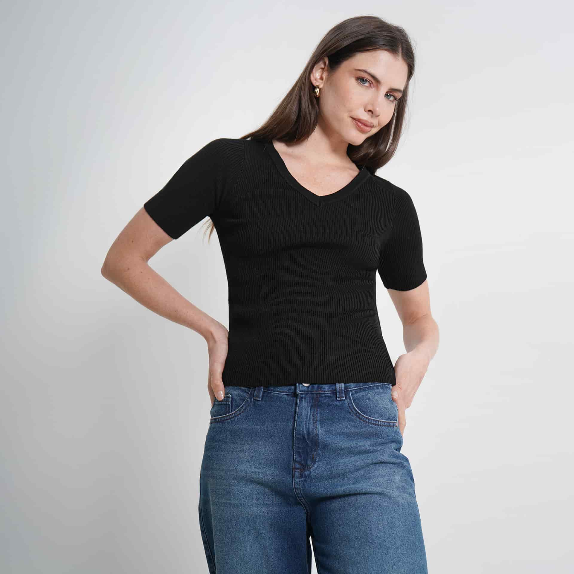 Sweater canale cuello alto manga corta - miniatura 16