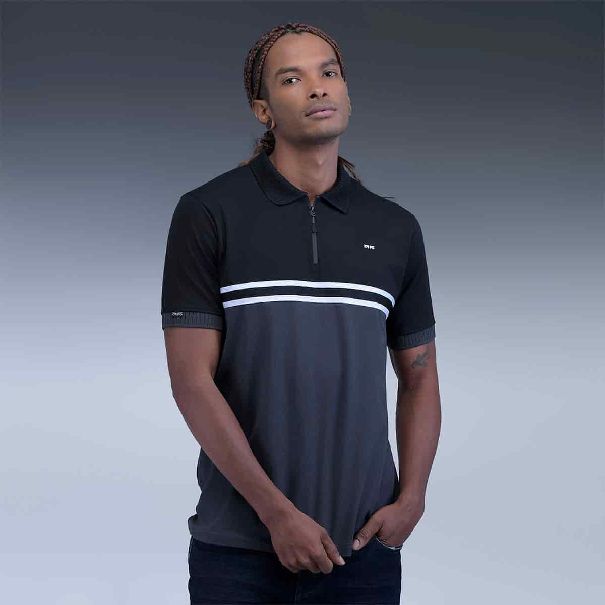 Polo Regular Negro/Gris - miniatura 1