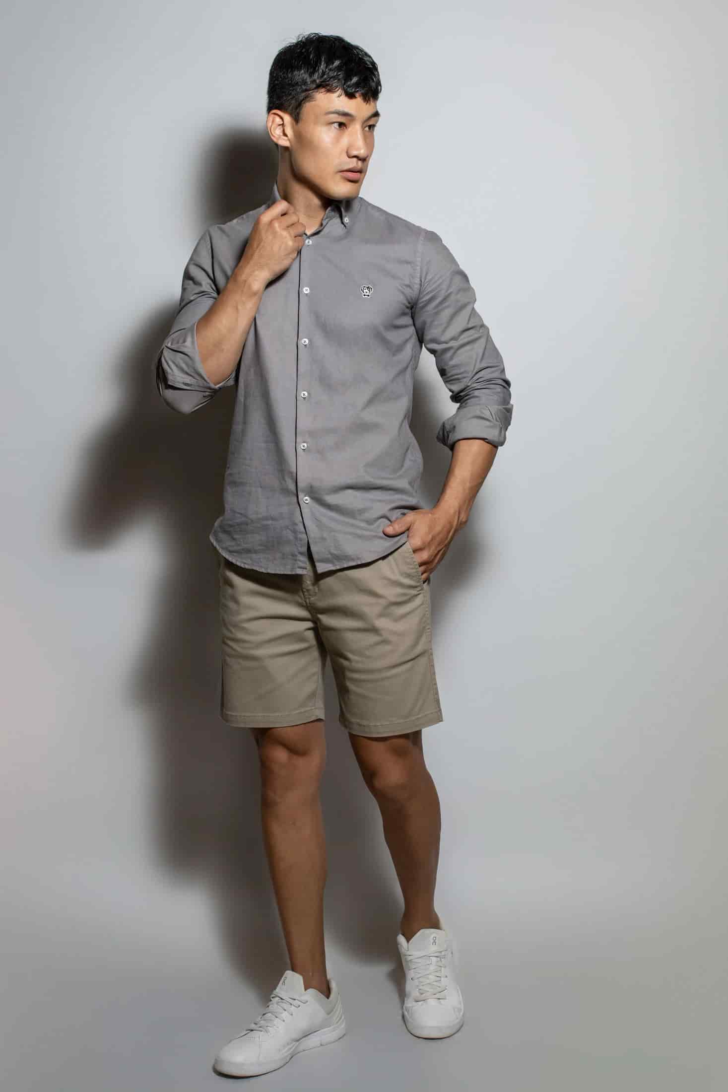 Camisa Antimanchas Popelina Gris Oscuro - Talla Slim - miniatura 1