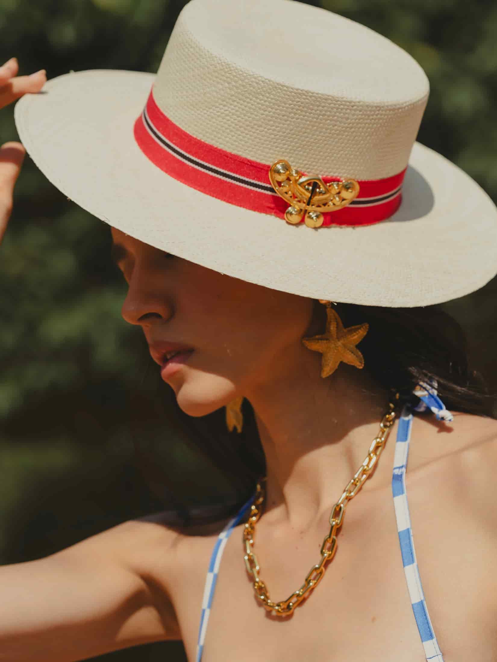 SOMBRERO MARIPOSA BOATER RED - miniatura 2