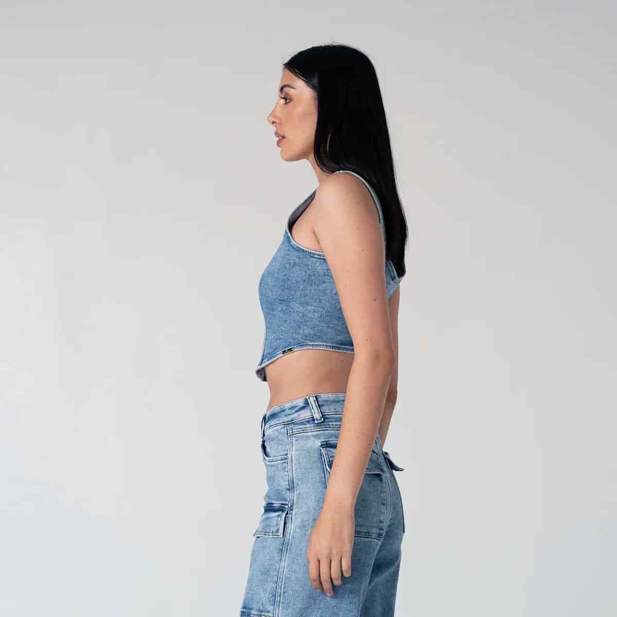 Crop Top Denim Slim Tribu - miniatura 3