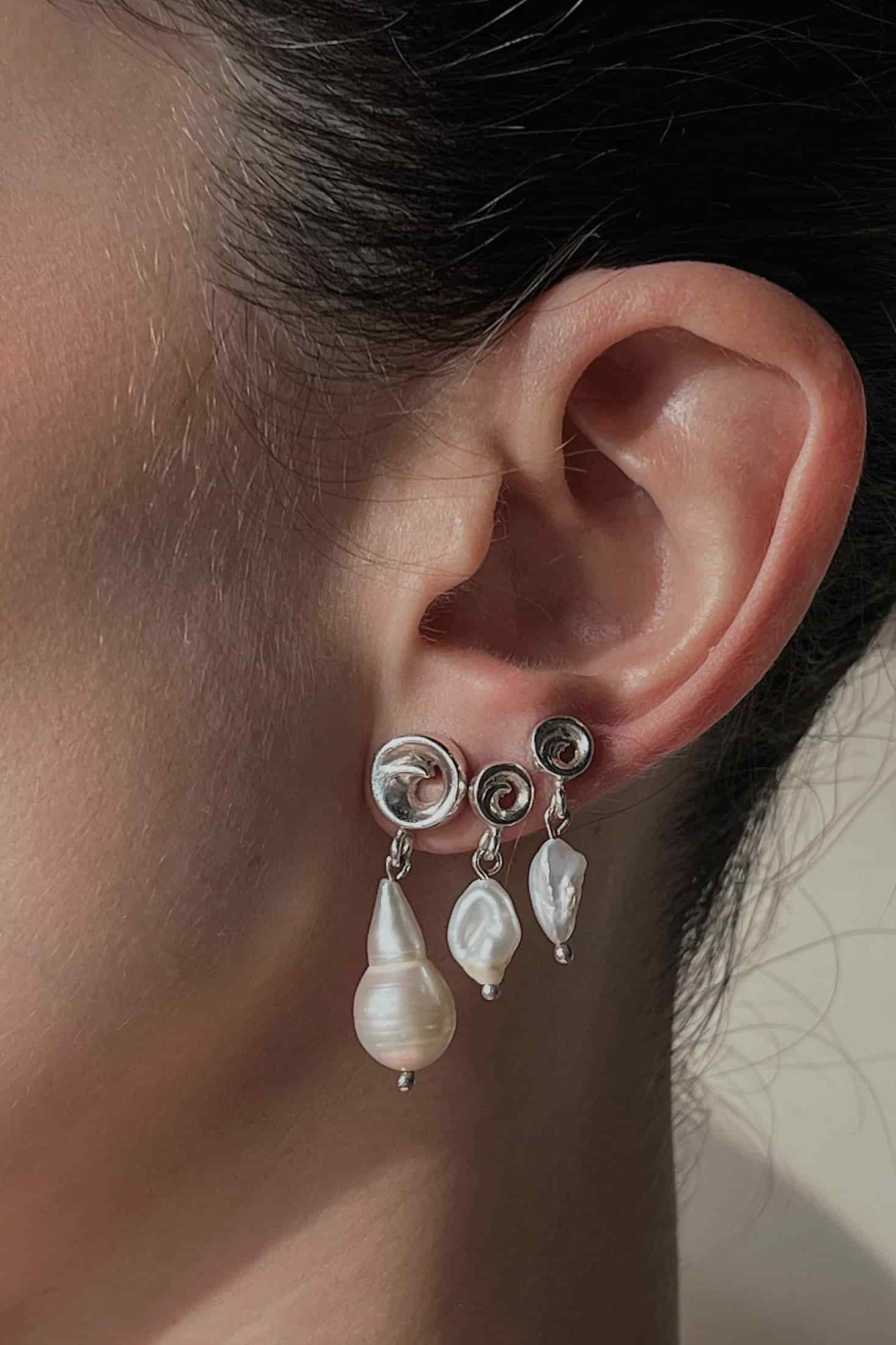 Aretes Rollitos Mini Perla - miniatura 2