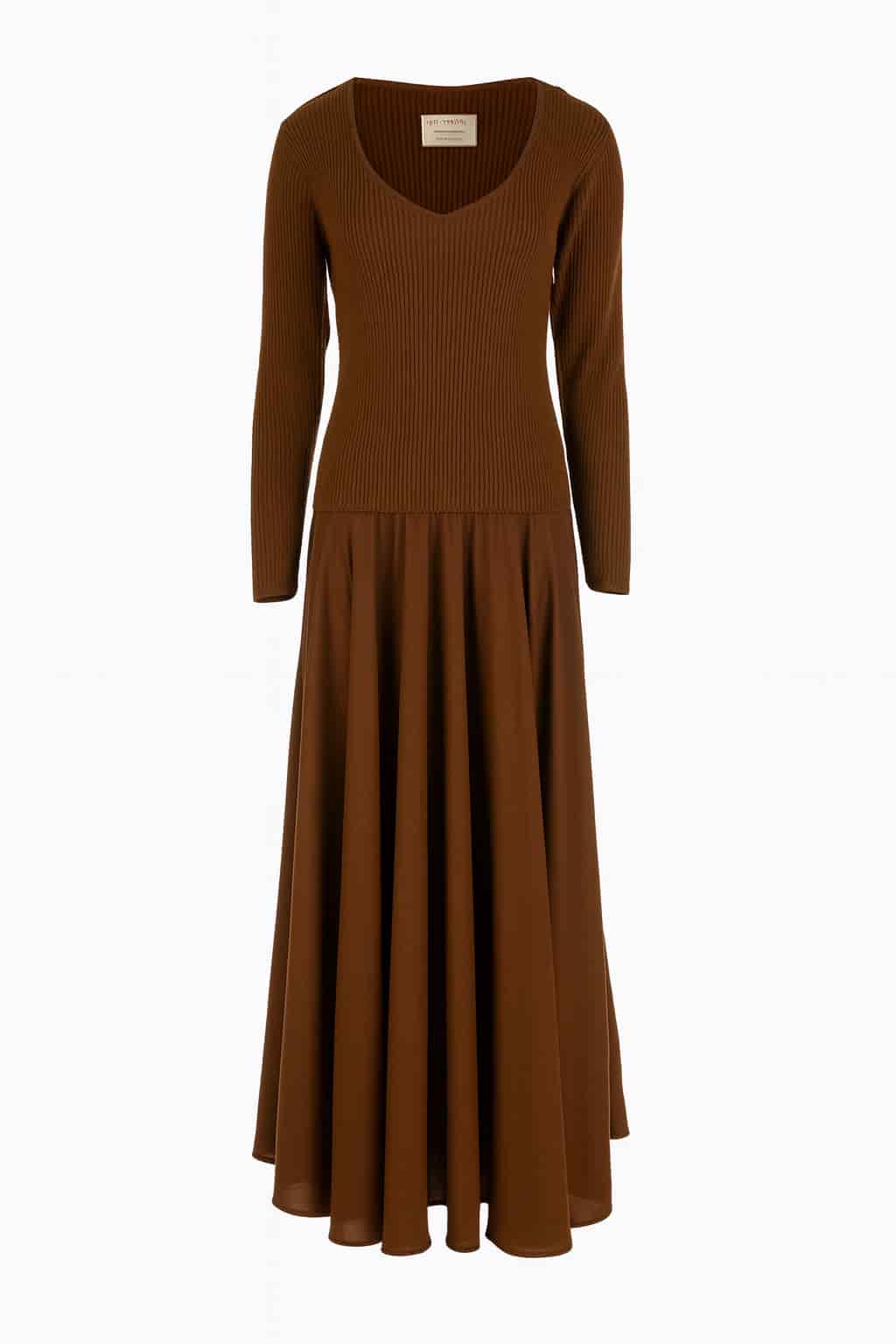 PLUM KNIT AND LINEN DRESS - miniatura 2
