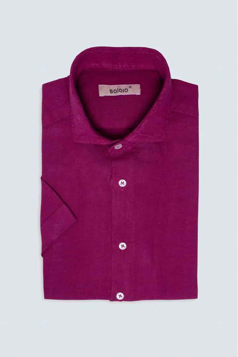 men’s linen shirt fuxia mc basic - miniatura 4