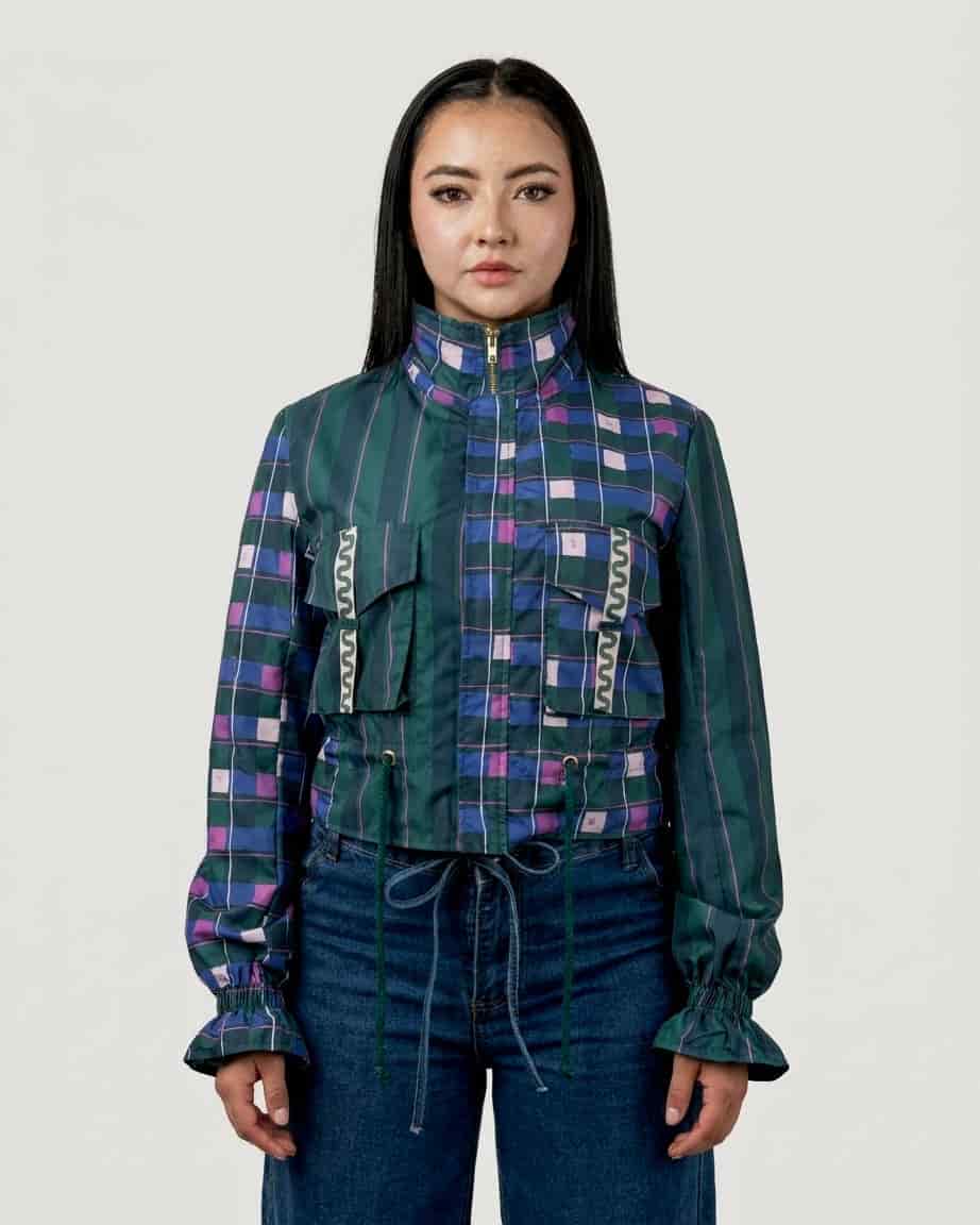 Chaqueta corta estampada verde - miniatura 1