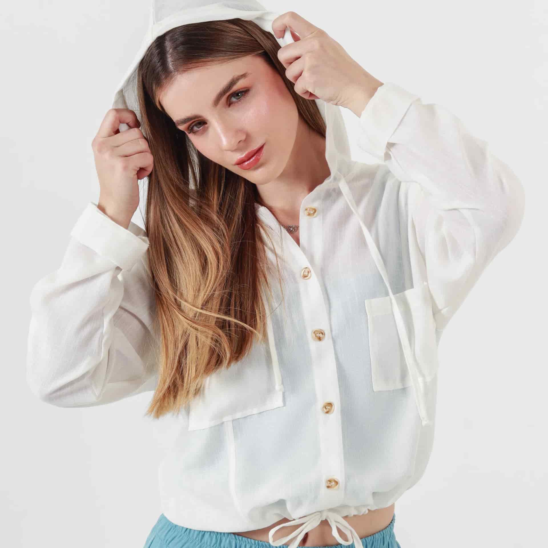Chaqueta ligera manga larga con capucha y bolsillos - miniatura 4