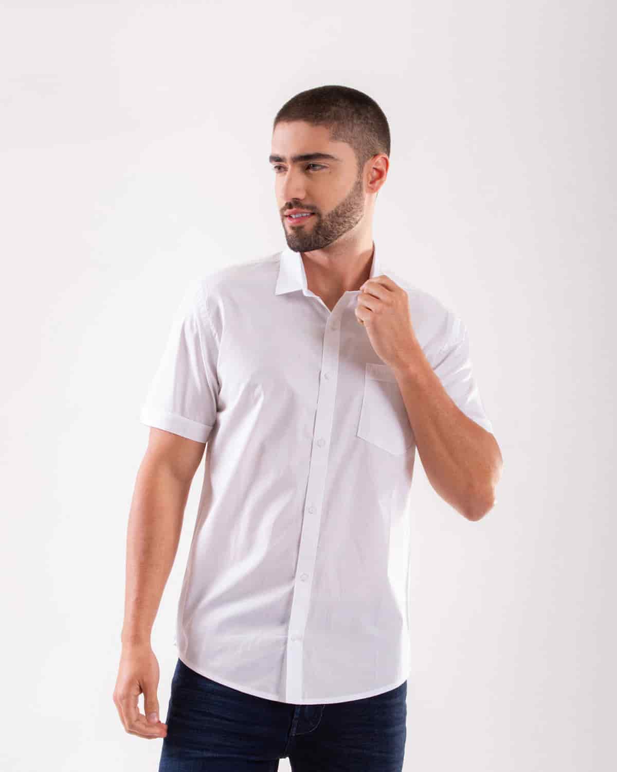 Camisa blanca manga corta para hombre - miniatura 30