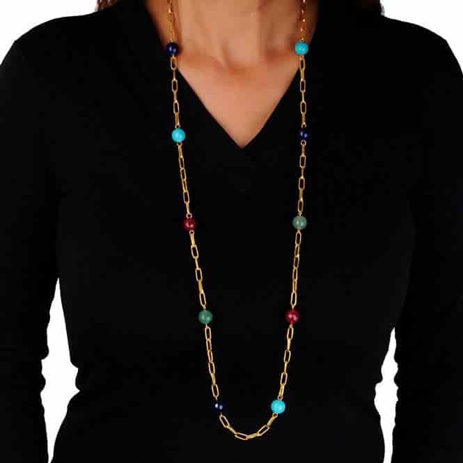 Collar Largo Semipreciosa Multicolor - miniatura 2