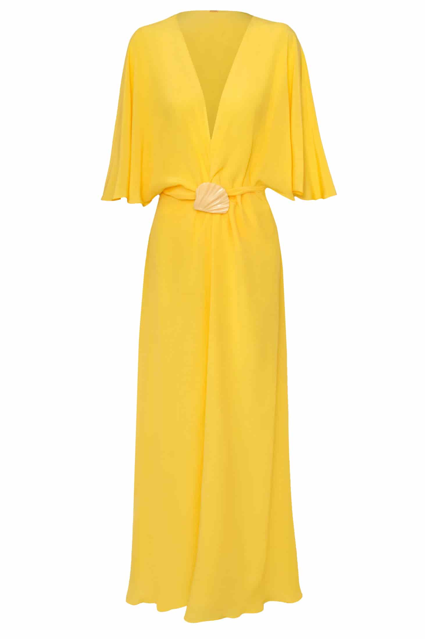 Perla del Sol Silk Midi Dress / Yellow - miniatura 2