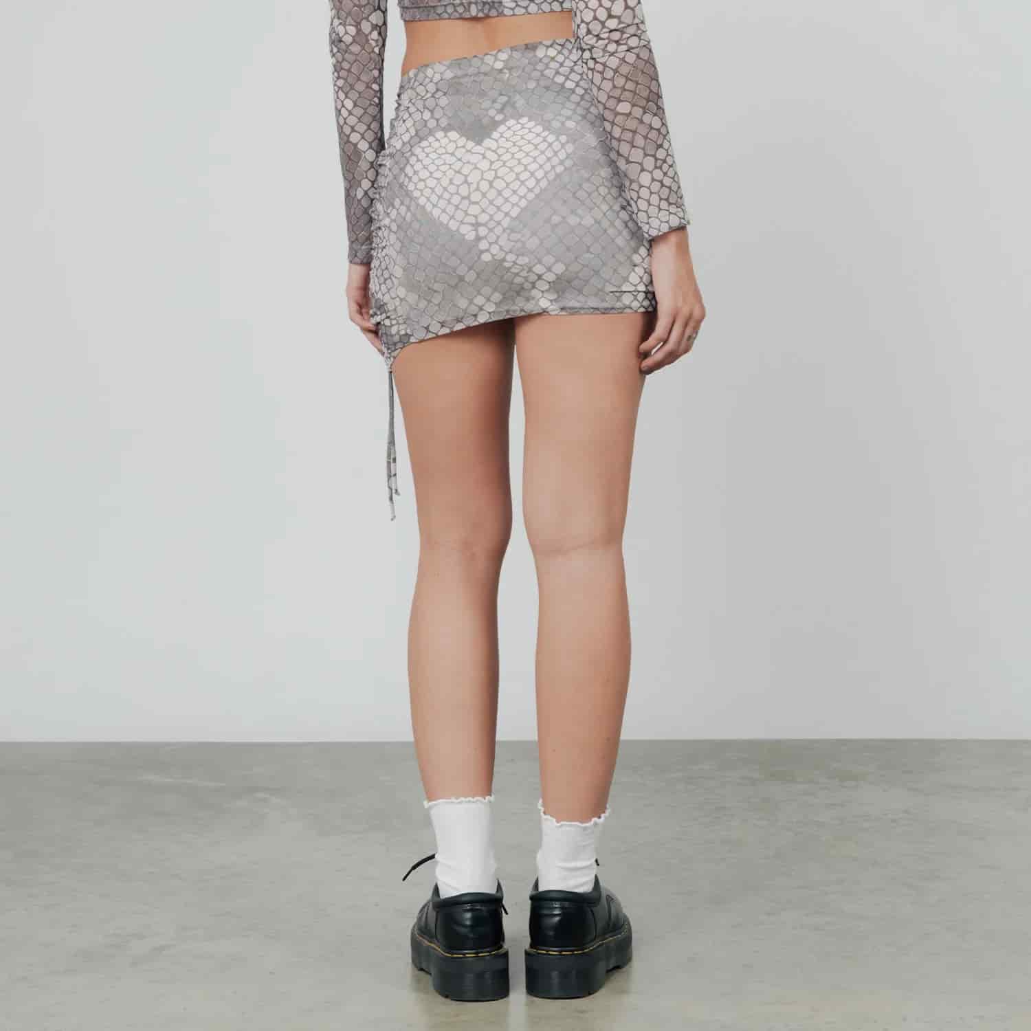 Python Mesh Mini Skirt - Gray - miniatura 8