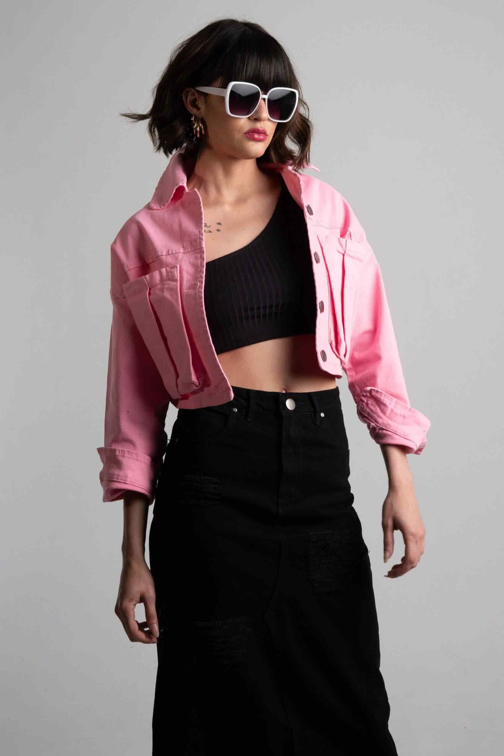 Chaqueta Cortés Denim Rosada - miniatura 2