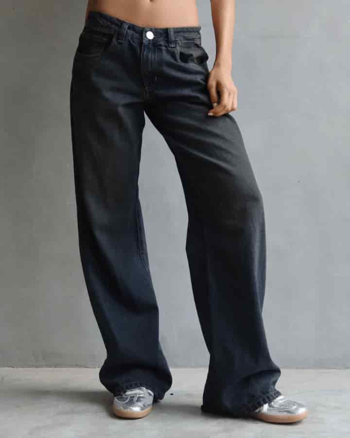 JEAN LOW WIDE FIT TIRO BAJO ANCHO AZUL DIRTY WASHED - miniatura 8