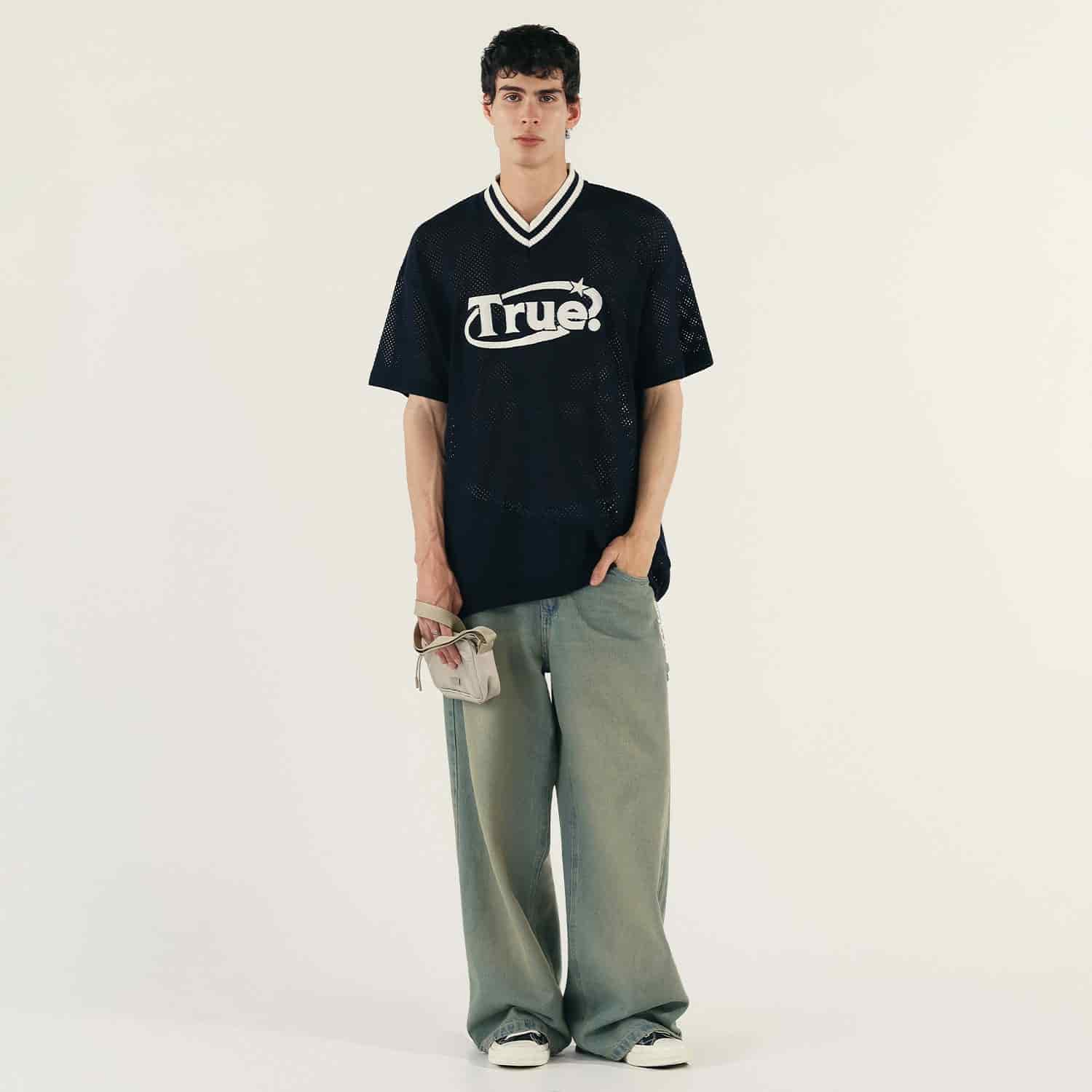 Oversized Knitted Jersey - Navy Blue - miniatura 5