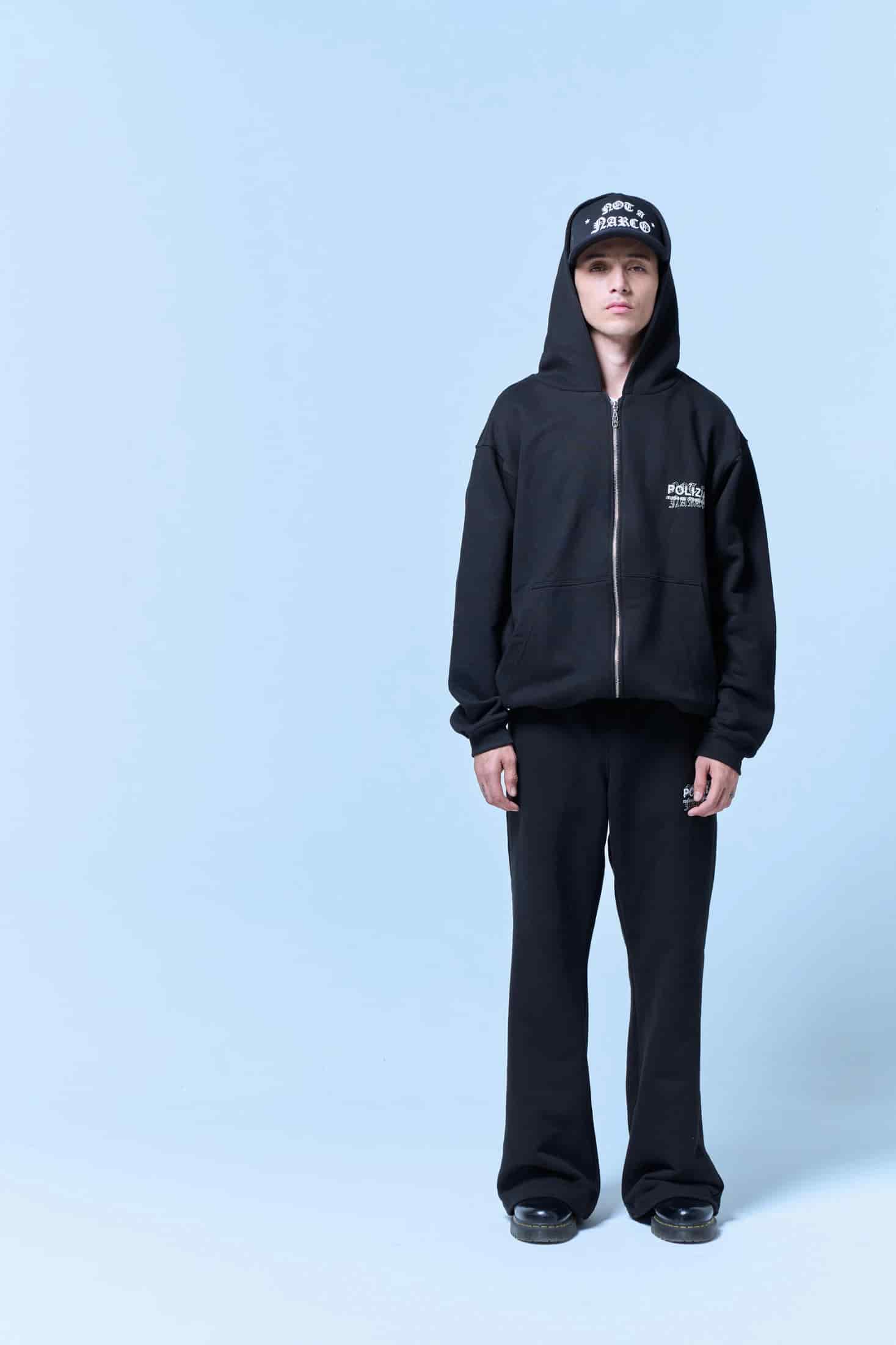POLIZIA BLACK ZIPPER HOODIE - miniatura 8