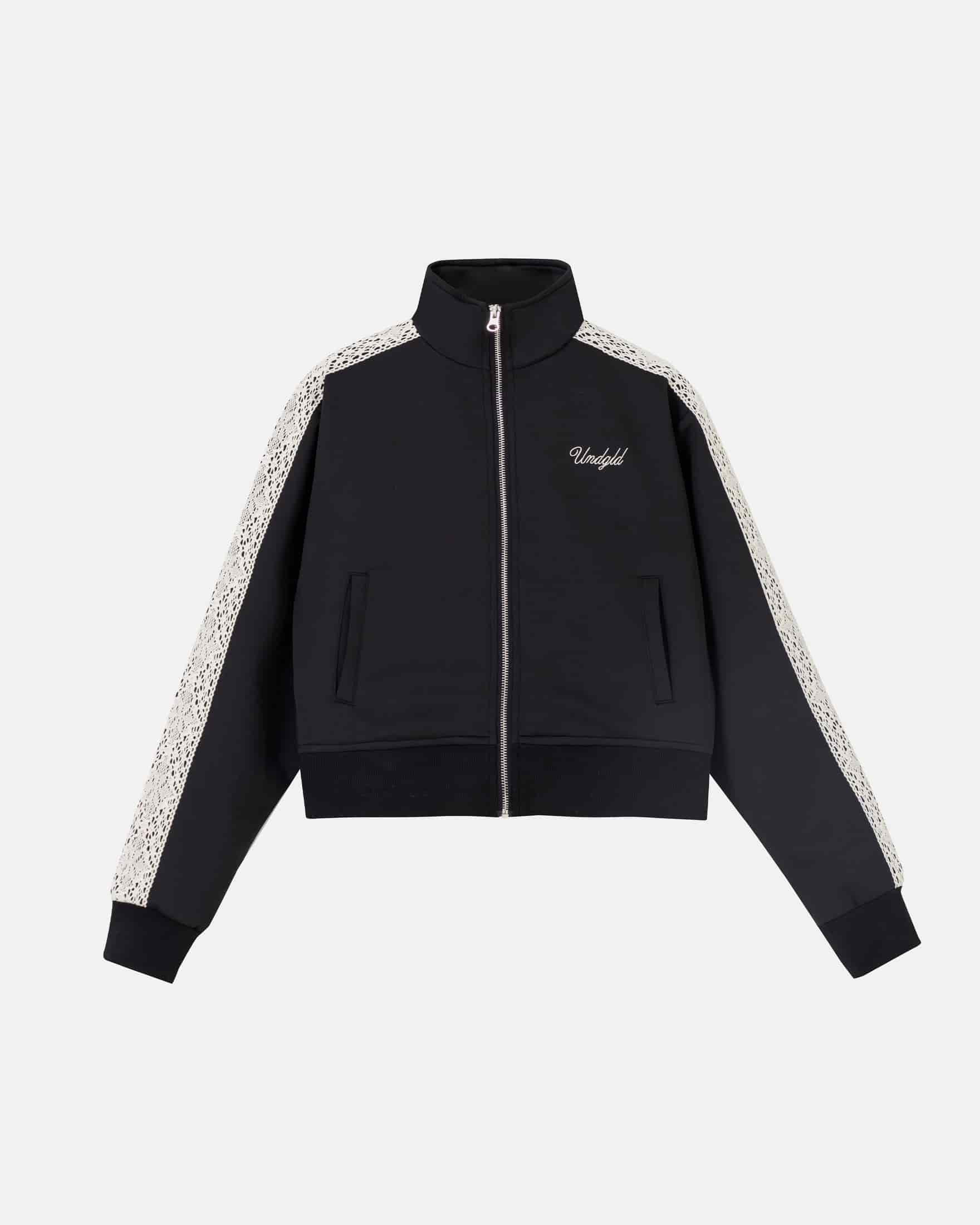 W Basics Undgld Lace-panel Track Jacket Black - miniatura 1