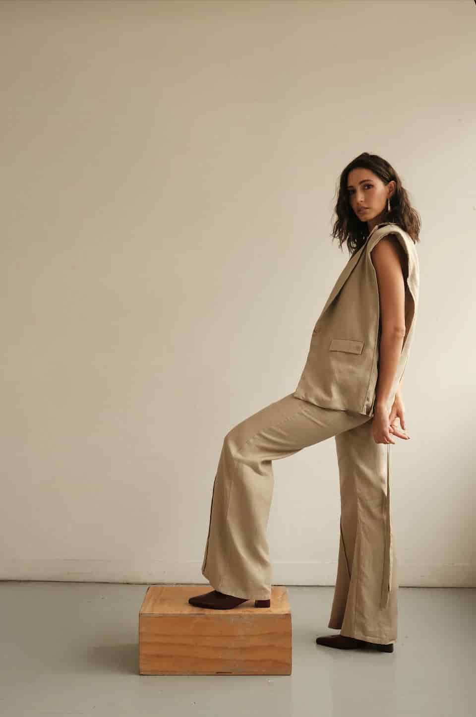 Blazer Vest Sera de lino | Mocca - miniatura 5