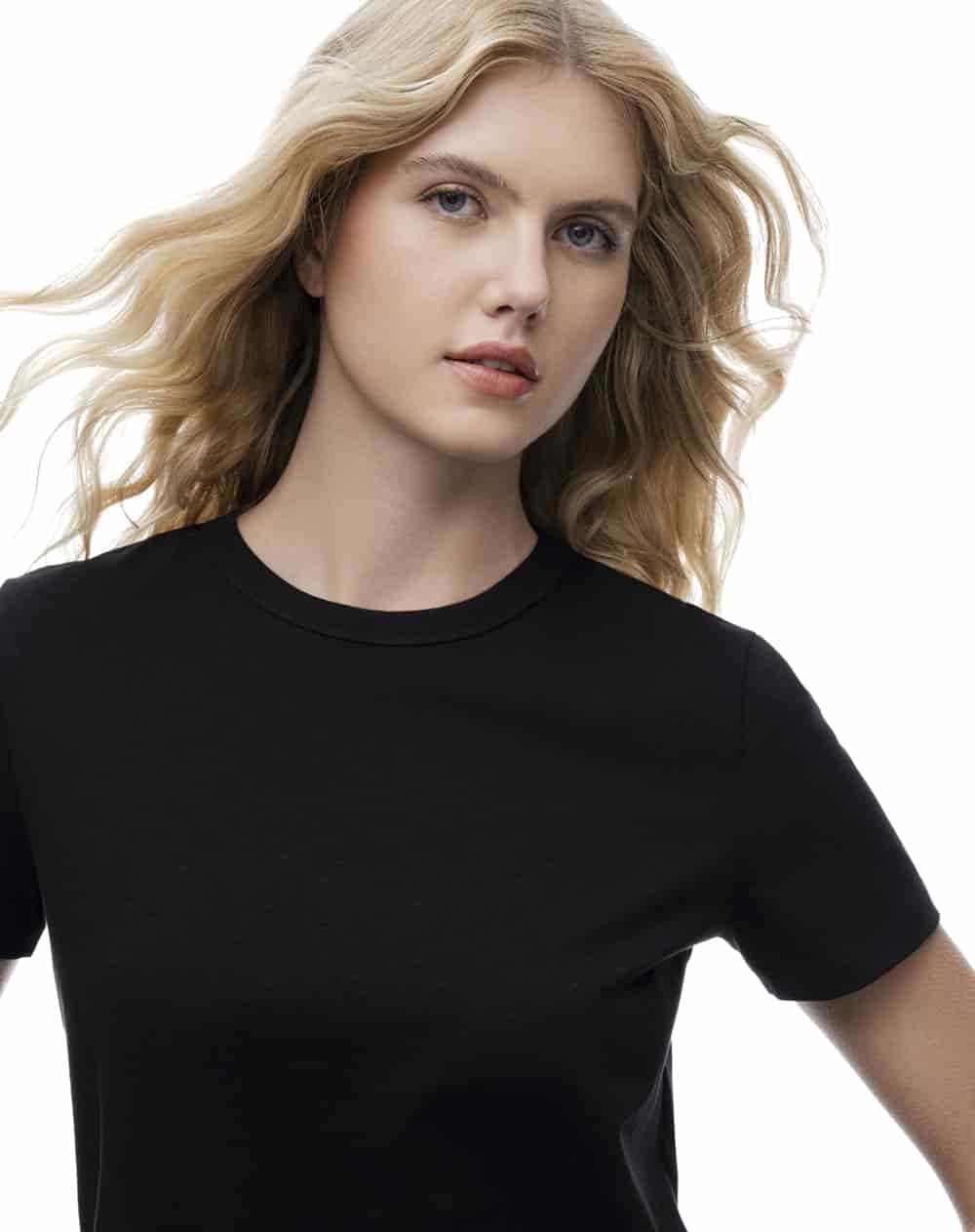 Camiseta manga corta regular negra mujer - miniatura 3