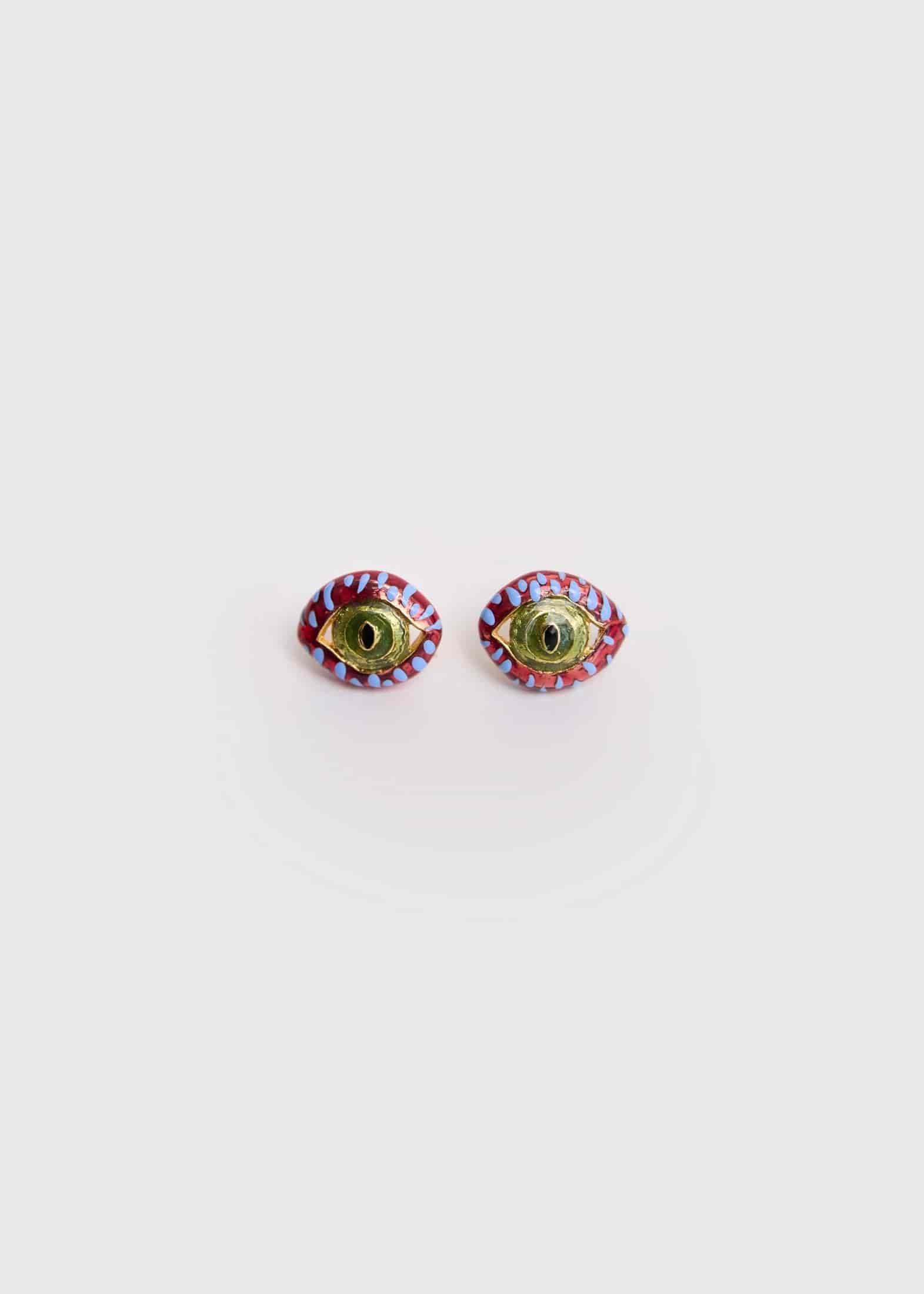 CAT EYE MINI BURGUNDY EARRINGS - miniatura 1