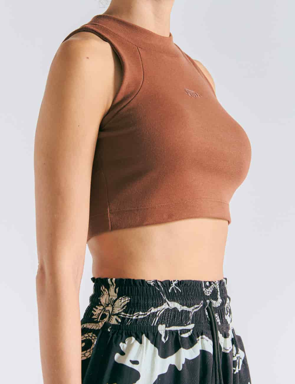 Crop Top Raglan  terracota Mujer - miniatura 5