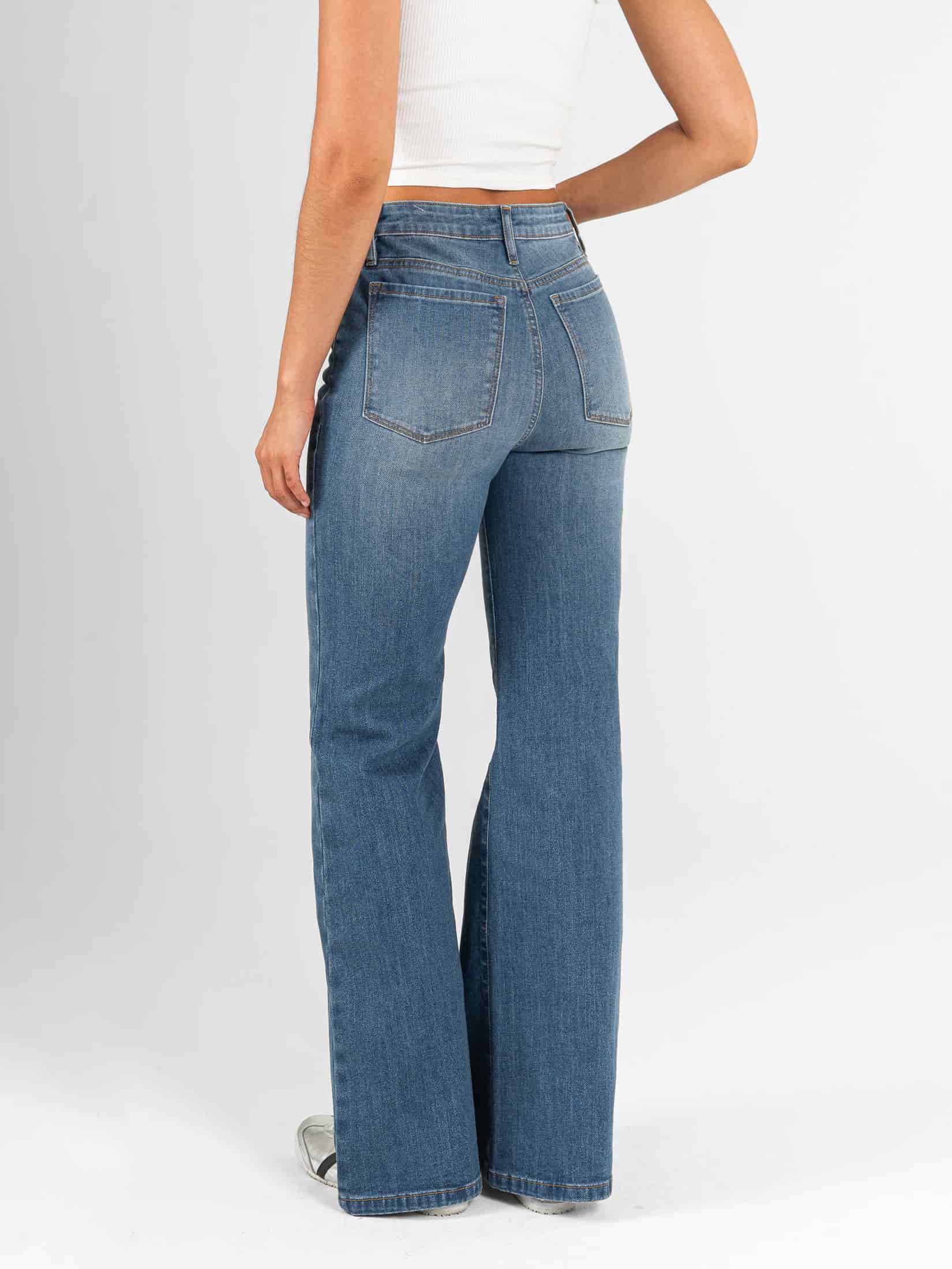 Ref: 066596 Jean flare stretch, bota ancha, tiro alto, tono azul medio - miniatura 2