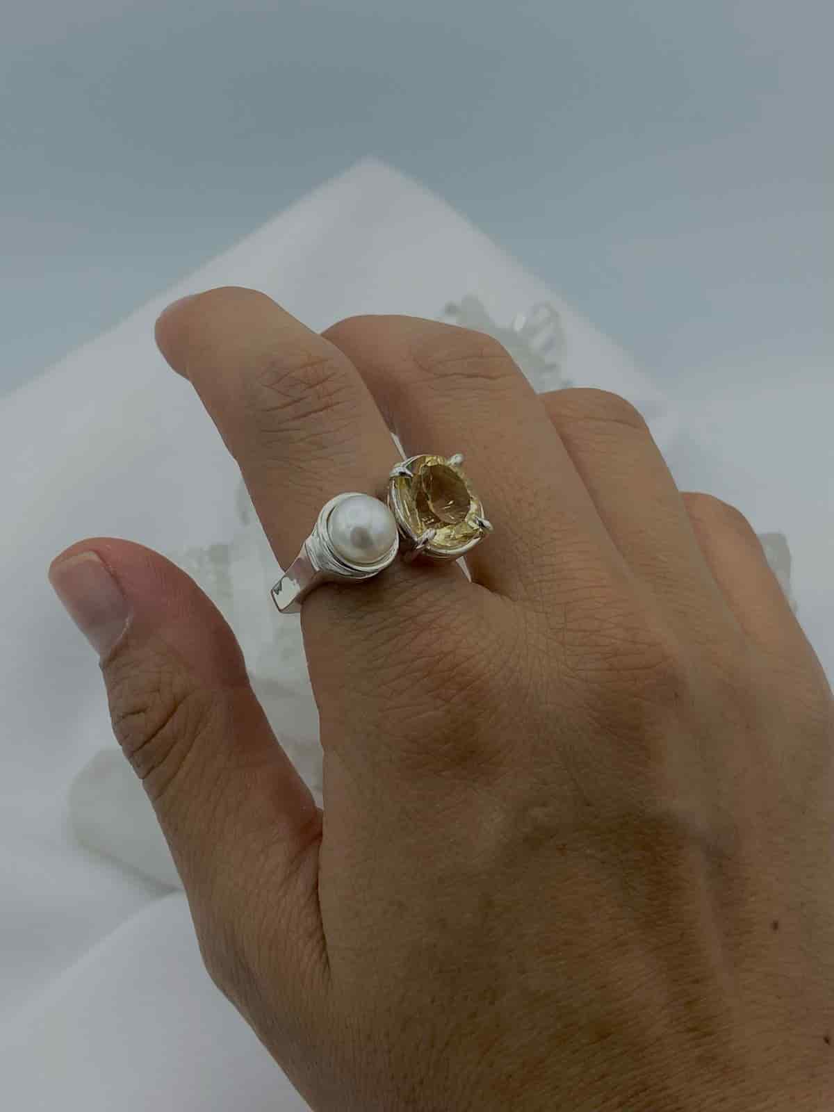 Anillo Doble Citrino y perla Colección Armonía Dual - miniatura 2
