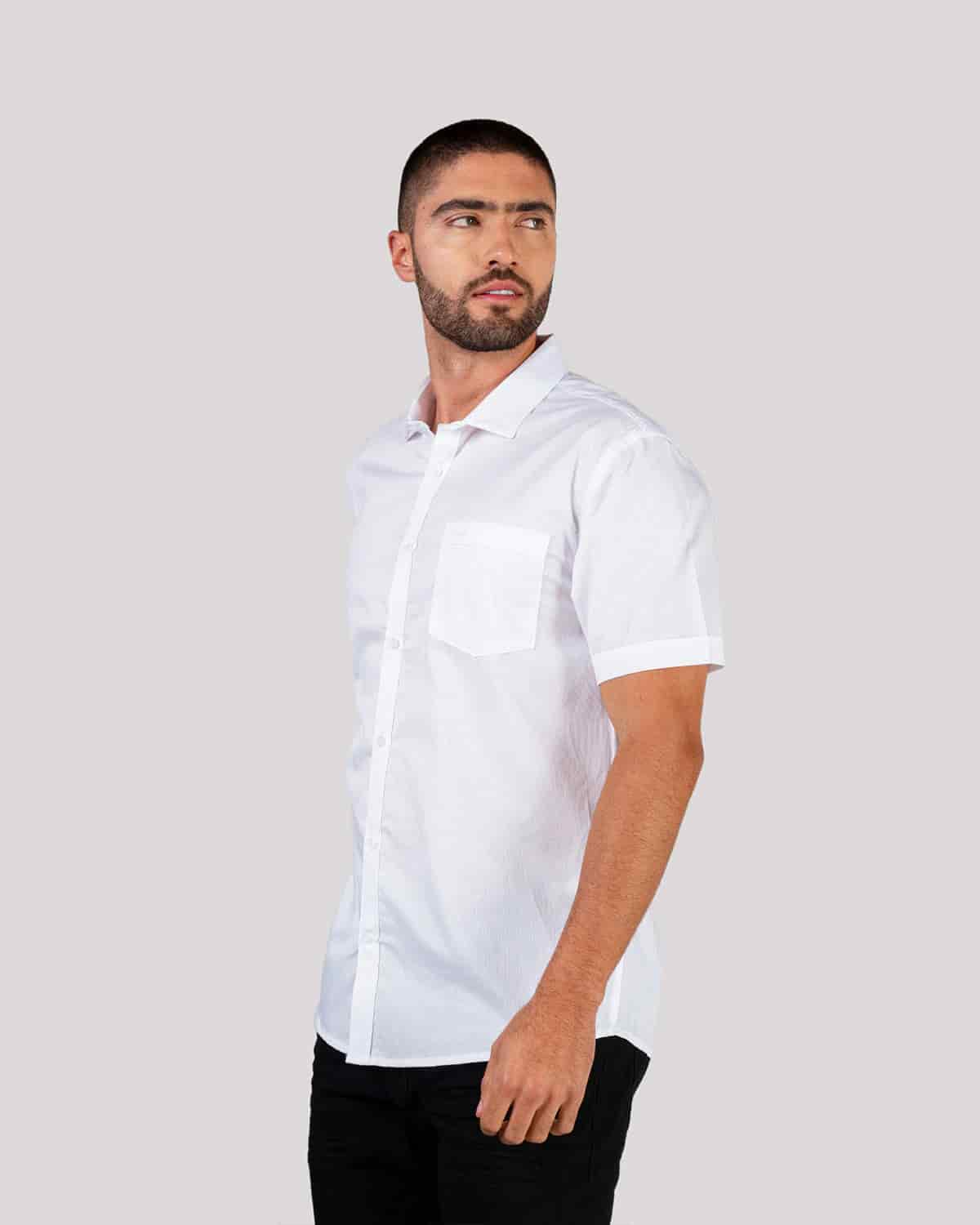 Camisa blanca manga corta para hombre - miniatura 3