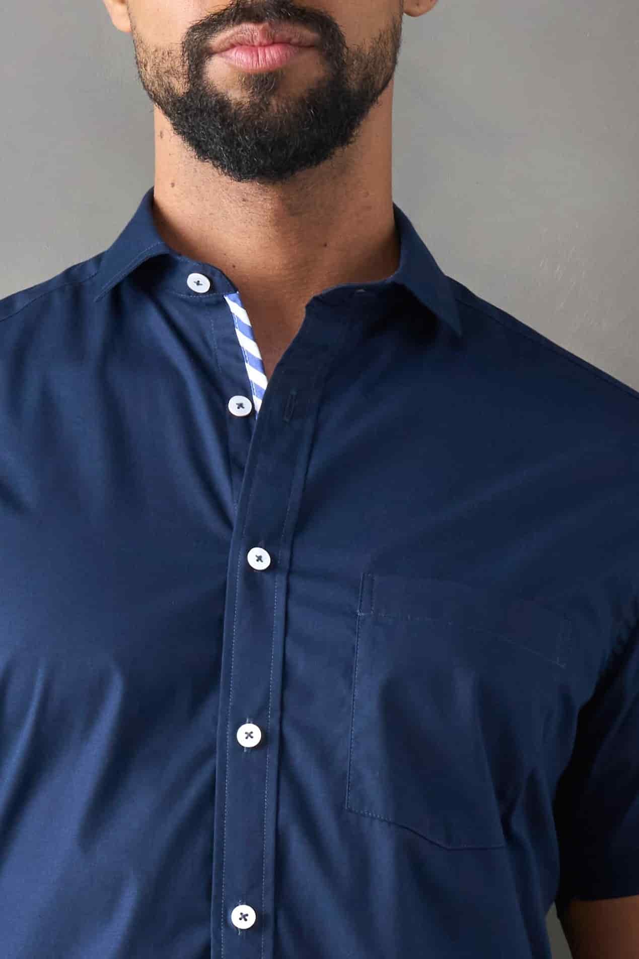 Camisa manga corta slim fit navy - miniatura 3