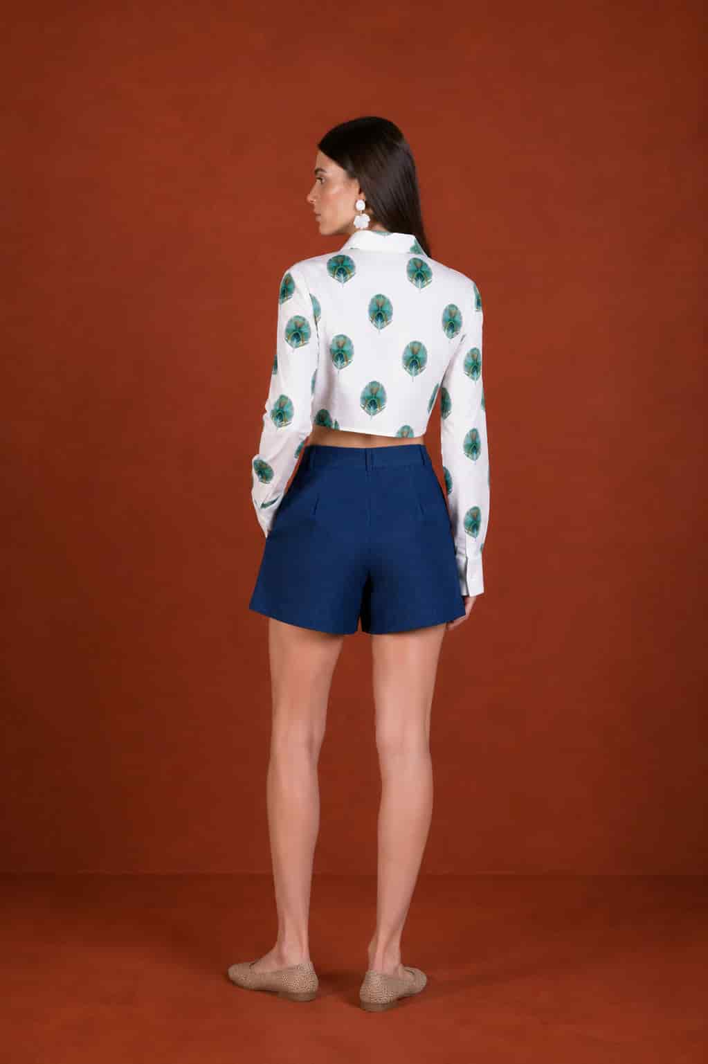 Women's Ventaglio linen shirt blue - miniatura 2