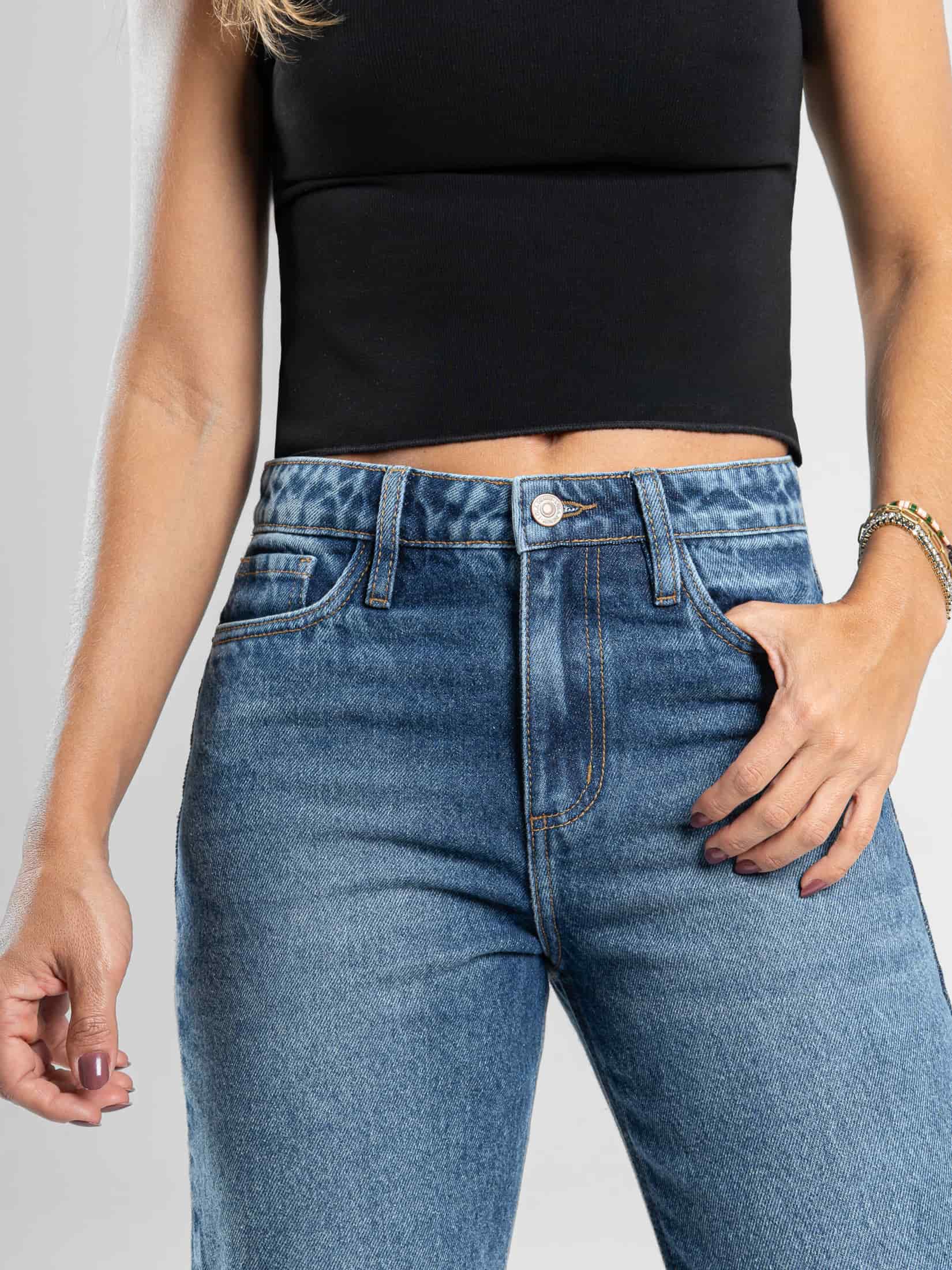 Ref: 066602 Jean Mom fit, rígido, tiro alto, tono azul medio. - miniatura 3