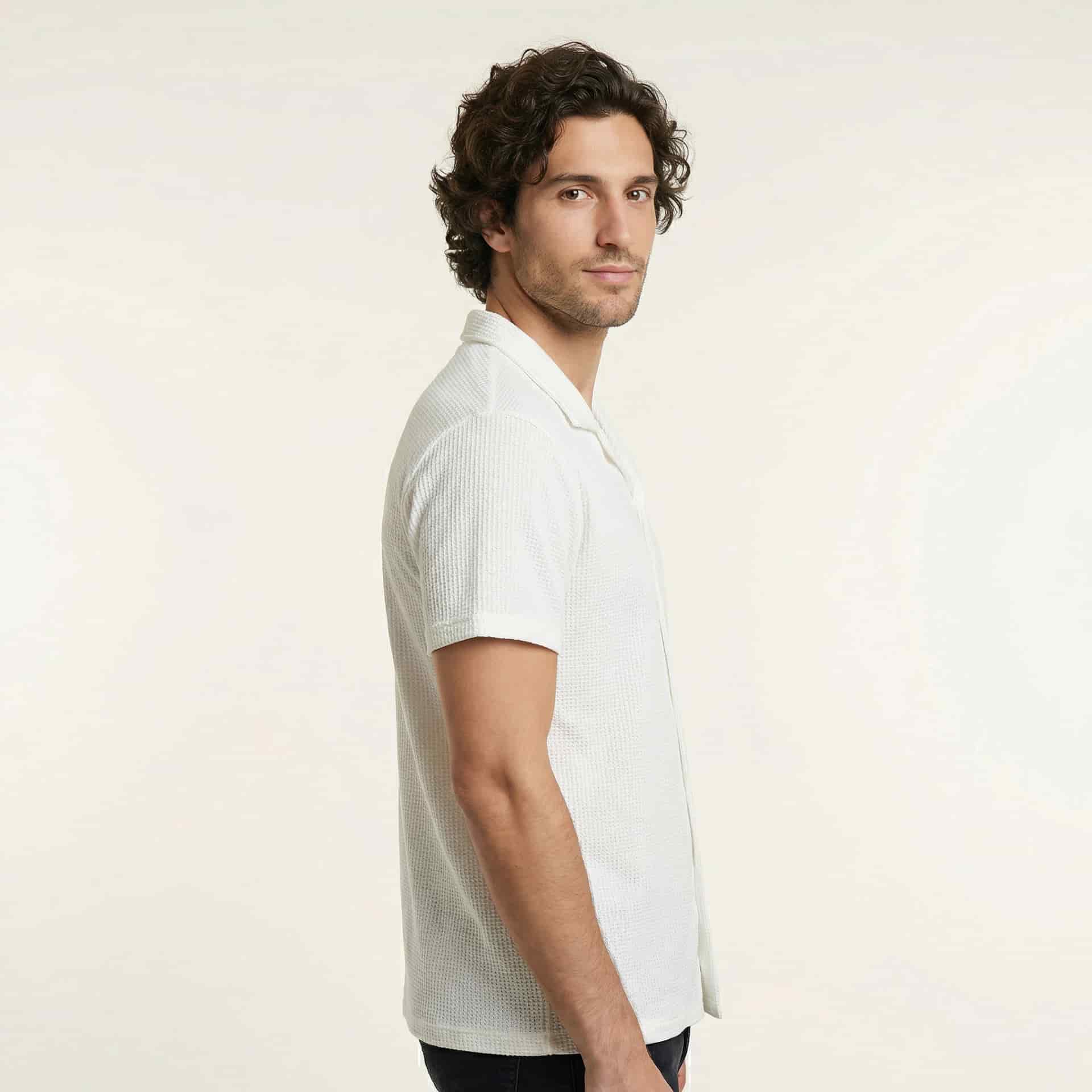 Camisa Texturizada Bowling Blanca C227 - miniatura 2