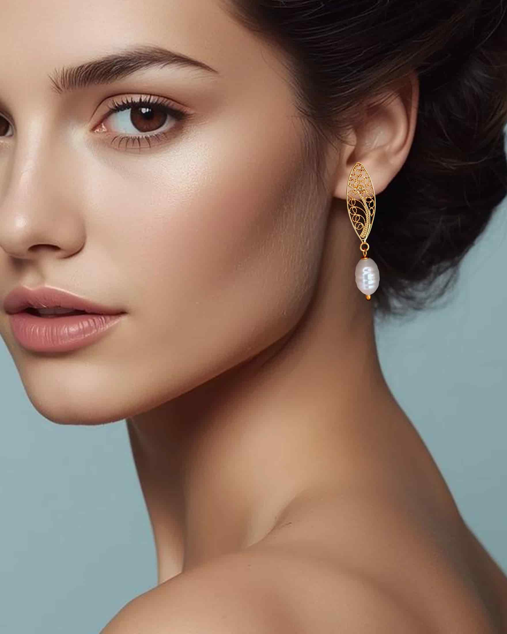 Aretes filigrana y perla Belinda - miniatura 2