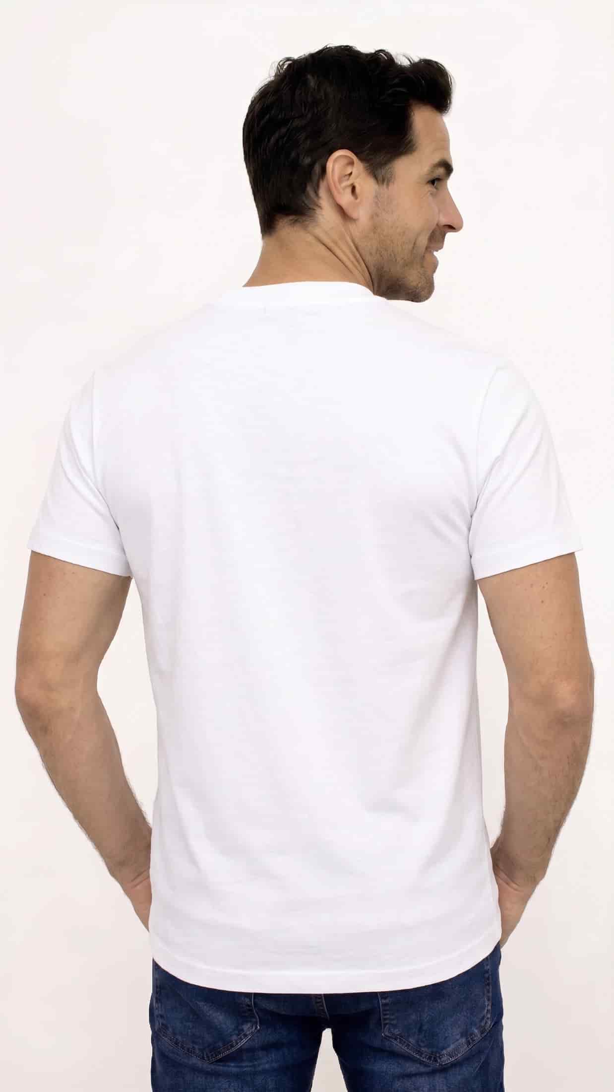 CAMISETA BÁSICA PESADA CUELLO REDONDO BLANCA PARA HOMBRE - miniatura 2