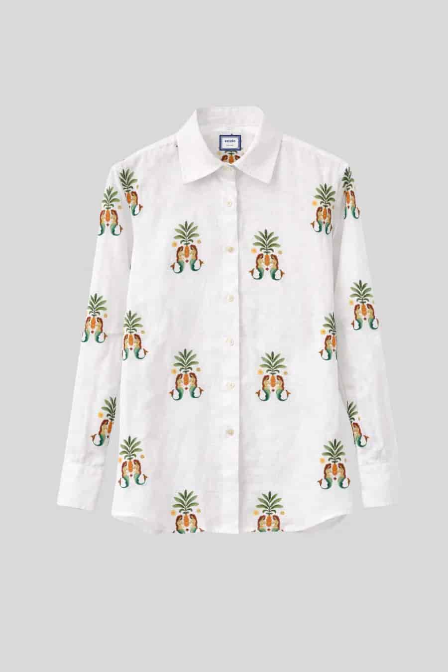 Women's shirt linen nerida white - miniatura 9