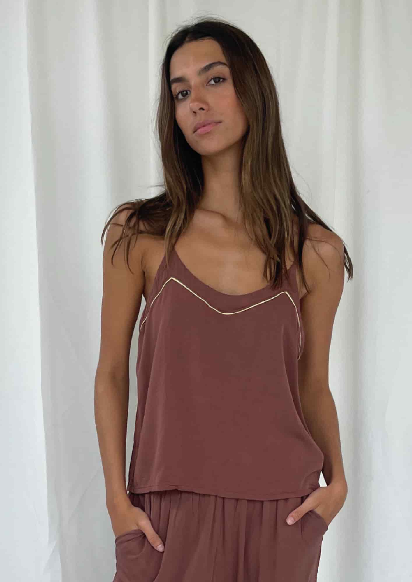 Earth Brown Pijama Top - miniatura 1