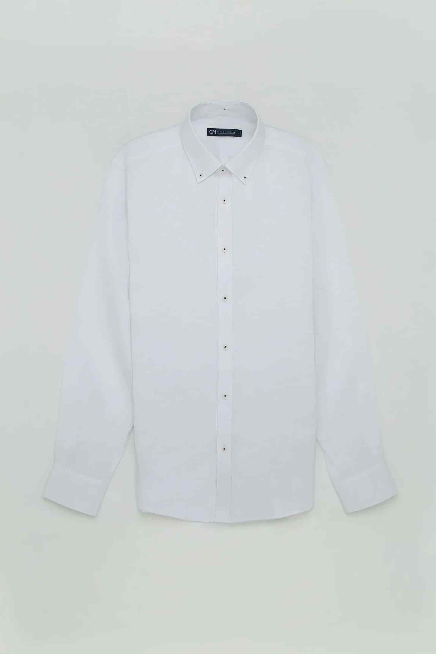 Camisa Button Down Lino Blanco - miniatura 1