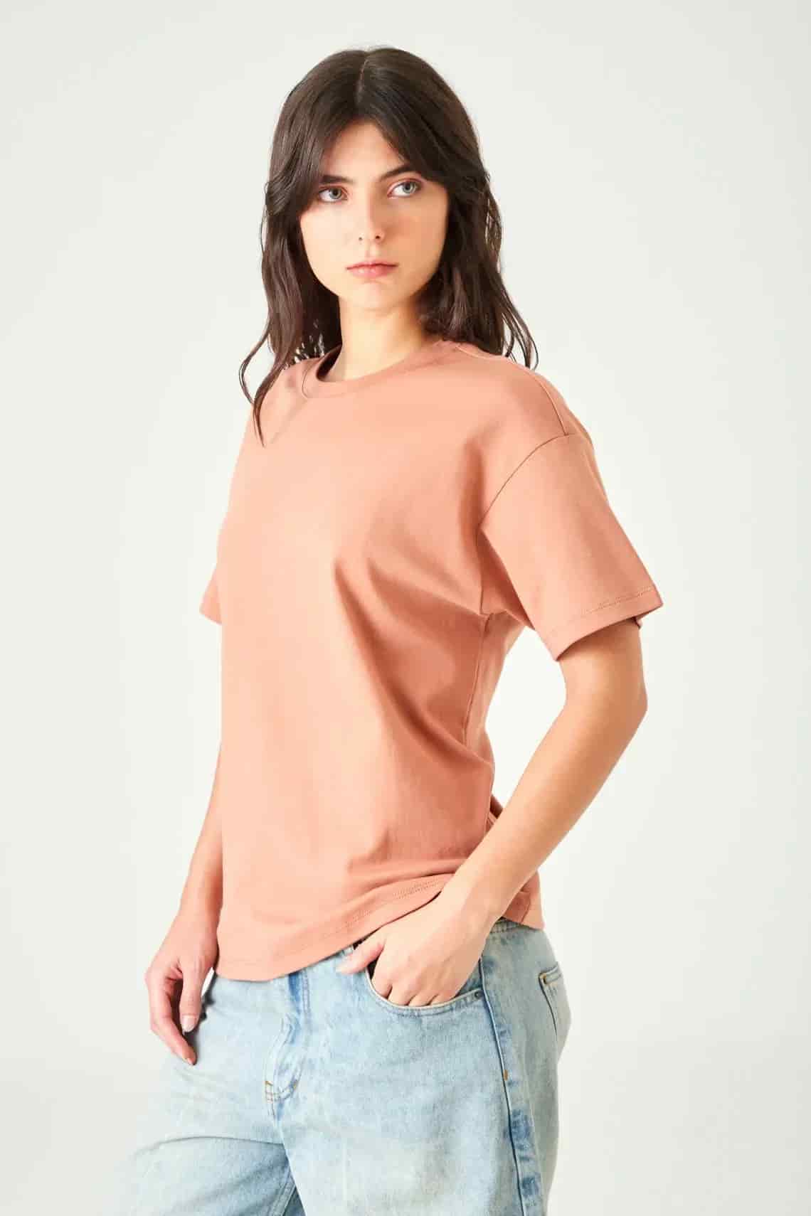 Camiseta relaxed fit manga corta en terracota para mujer - miniatura 7