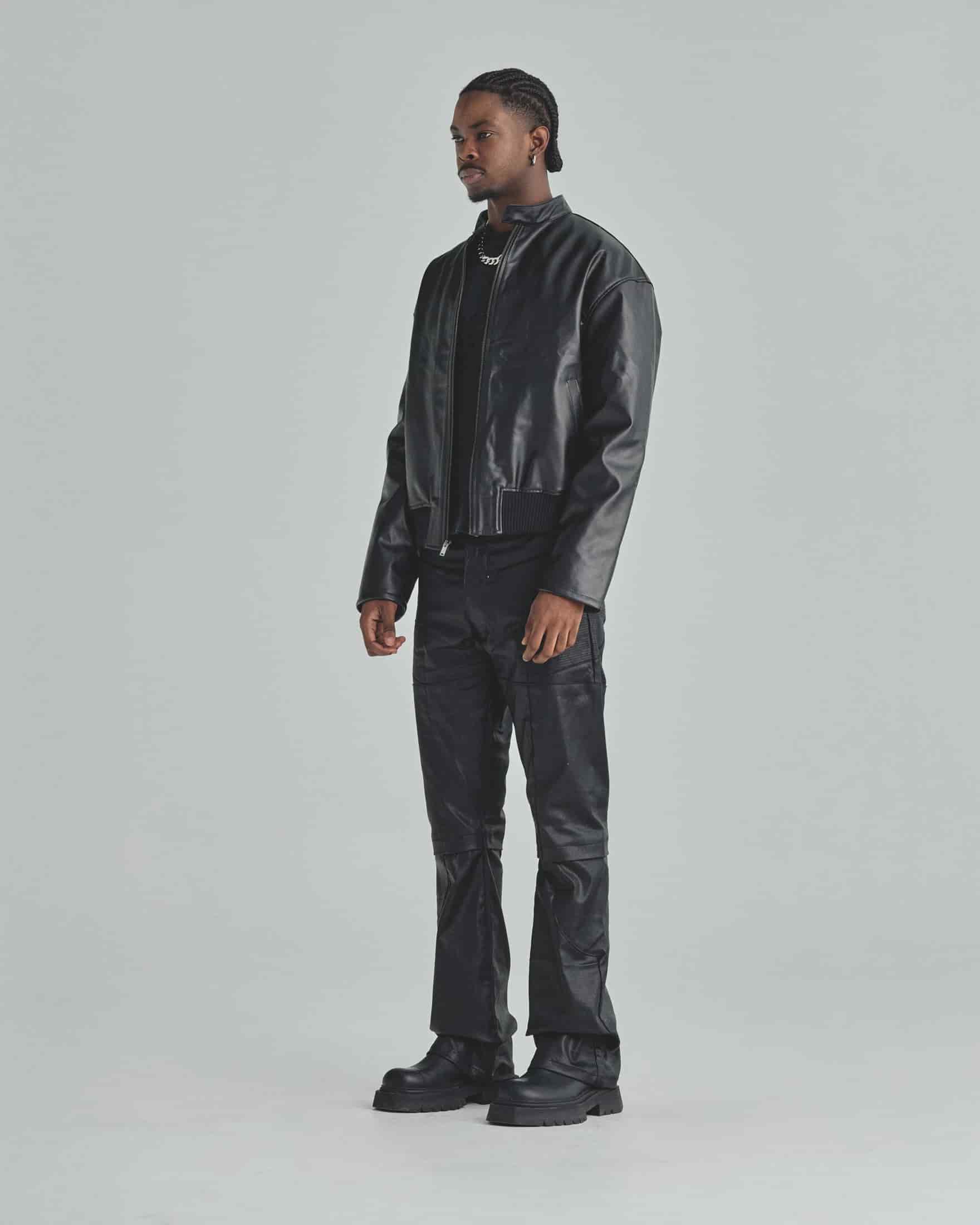 Spring Worn Logo Biker Jacket Black - miniatura 7